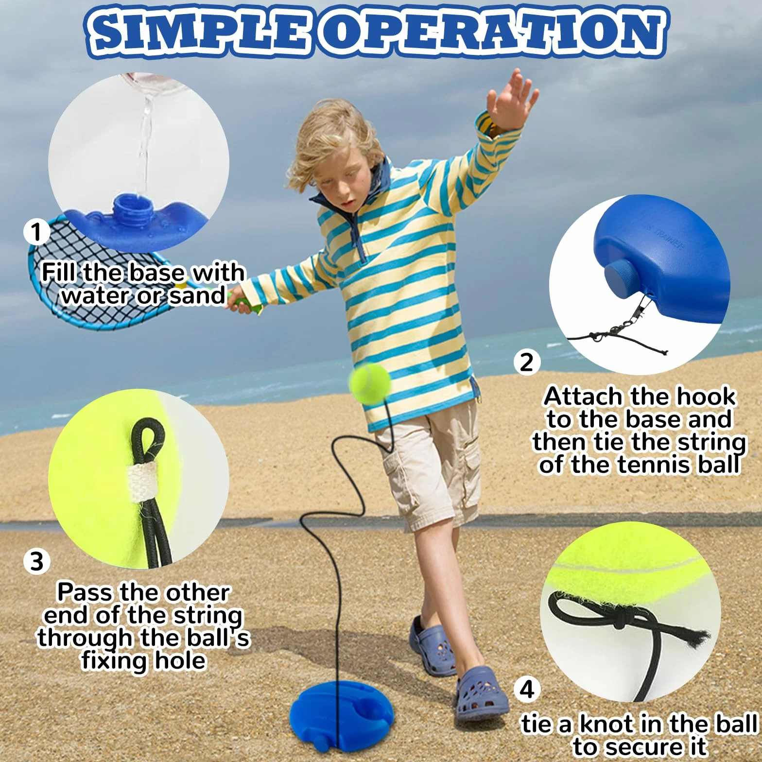 Tennis Trainer Set con 2 Palline da Tennis Rebound, Allenamento Autonomo per Adulti, Bambini e Principianti
