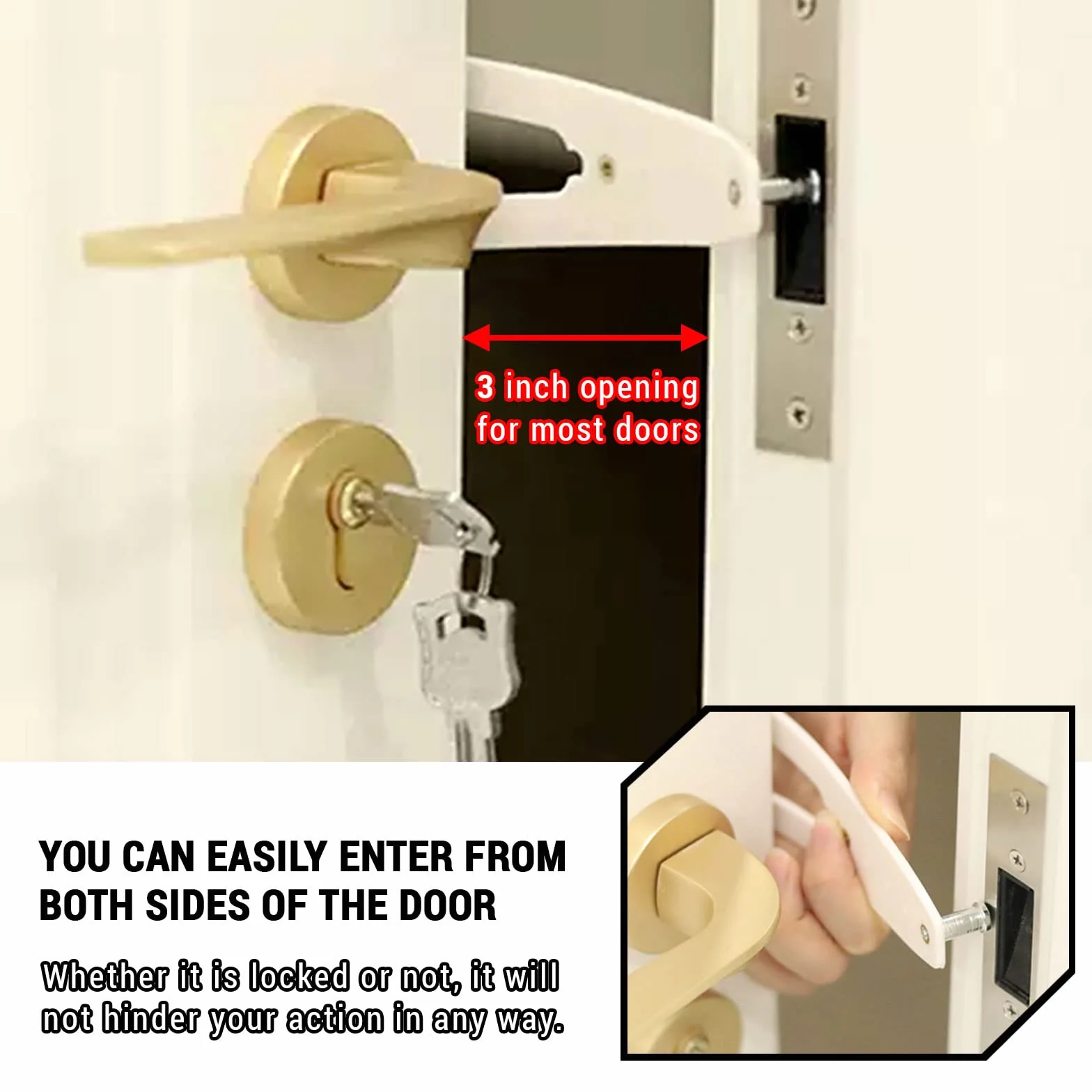 Cinghia per porta regolabile Door Latch cat, impedisce chiusura porta, lascia entrare gatti, tiene fuori cani