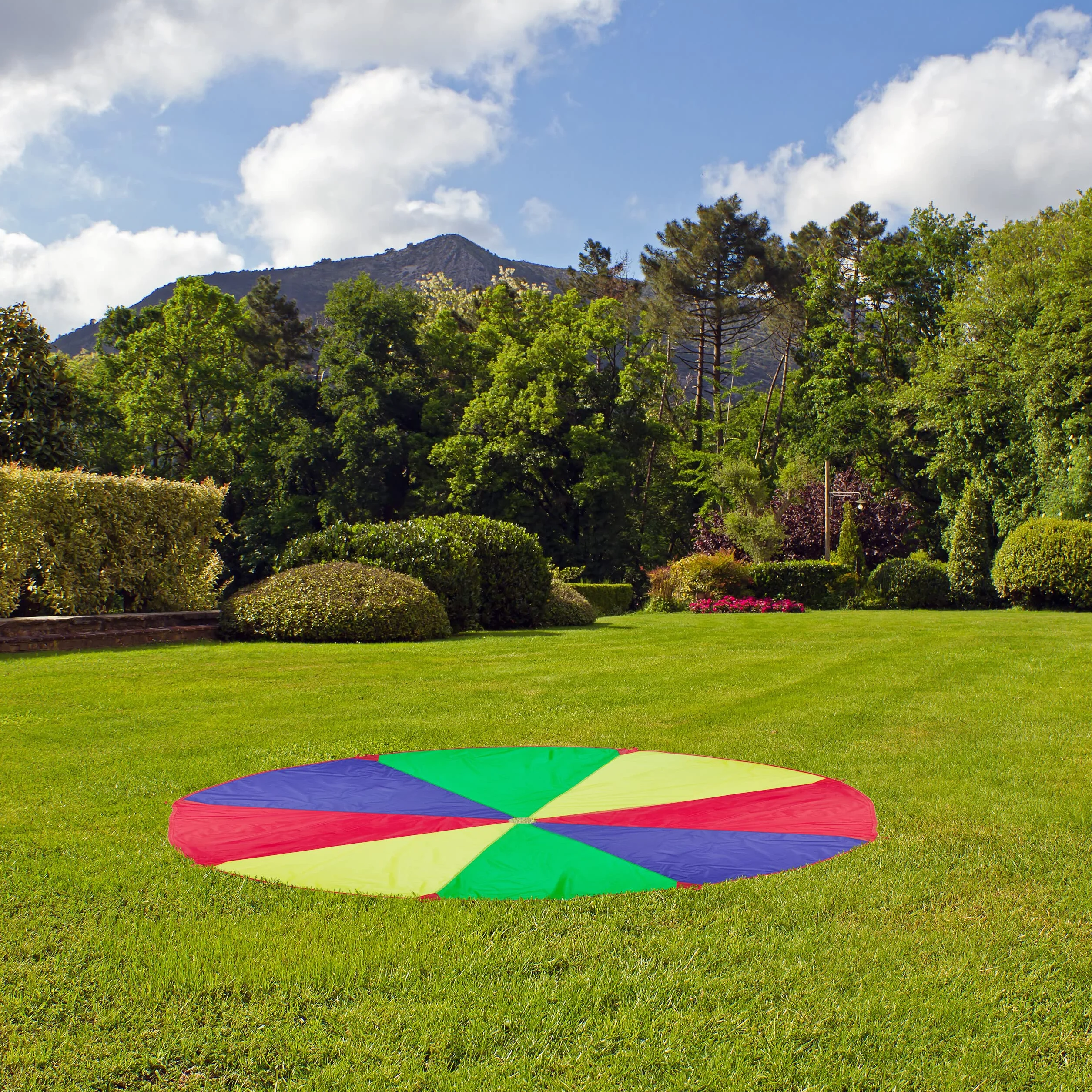 Relaxdays Paracadute Ludico Arcobaleno Telo Giocattolo per Bambini Ø 2 m Multicolore