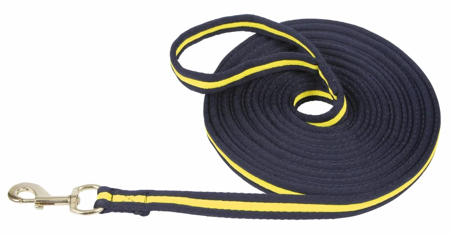 Covalliero guinzaglio da addestramento Soft, 8 m, Marrone/Azzurro, Tessuto Misto, Cavalli, moschettone Girevole, con Passante