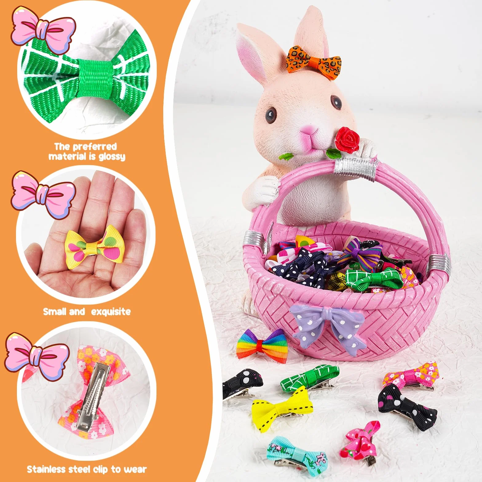 Chenkou, set di 50 fiocchetti per cani, da attaccare al pelo, con clip, per decorare il cane, colori e fantasie miste (25 paia)
