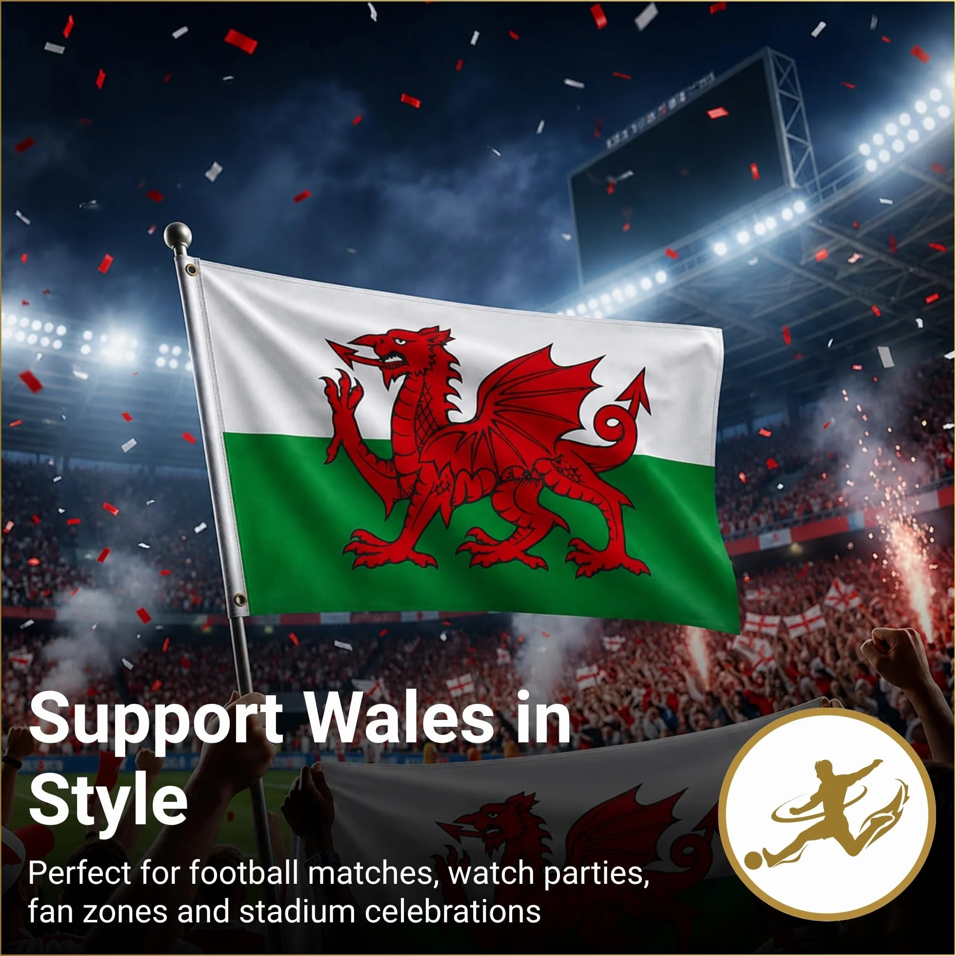 Grande bandiera del Galles drago gallese Cymru bandiera nazionale in poliestere con occhielli