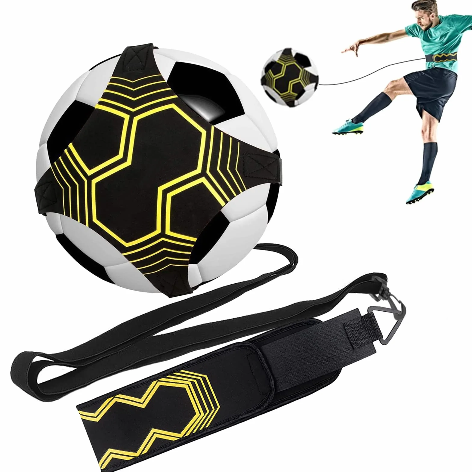 Taeku Trainer da Calcio, Attrezzatura Banda Elastica Kit per L’Allenamento Individuale con Cintura Regolabile per Bambini Adulti