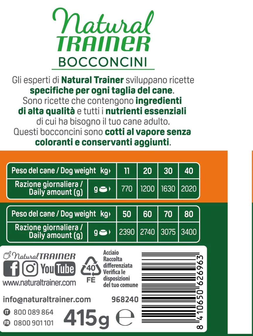 Natural Trainer Bocconcini per Cane Medium & Maxi con Tacchino 12x415g
