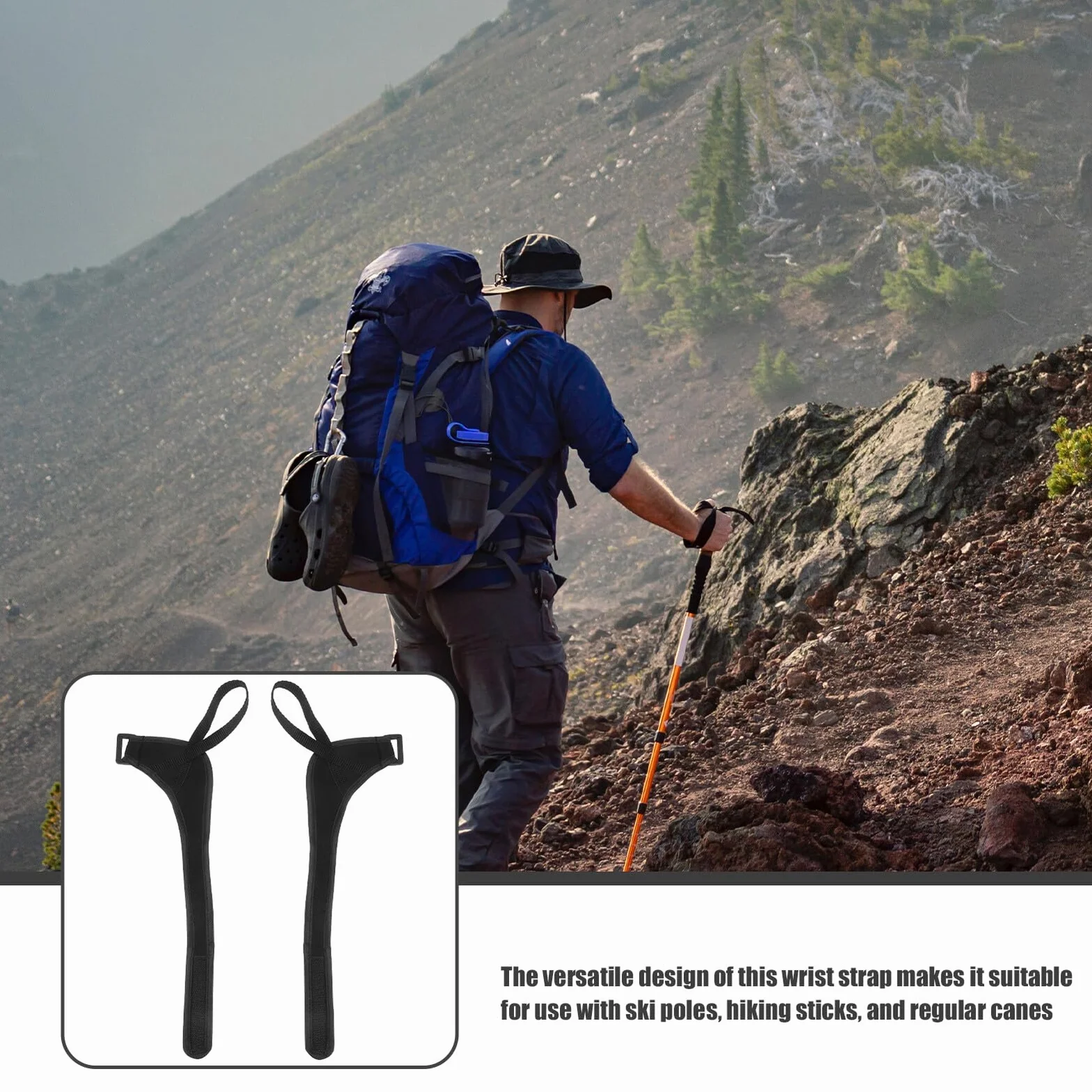 Cinturino Da Polso Regolabile Per Bastoncini Da Sci E Trekking Fascia Di Fissaggio Resistente in Poliestere 1 Paio