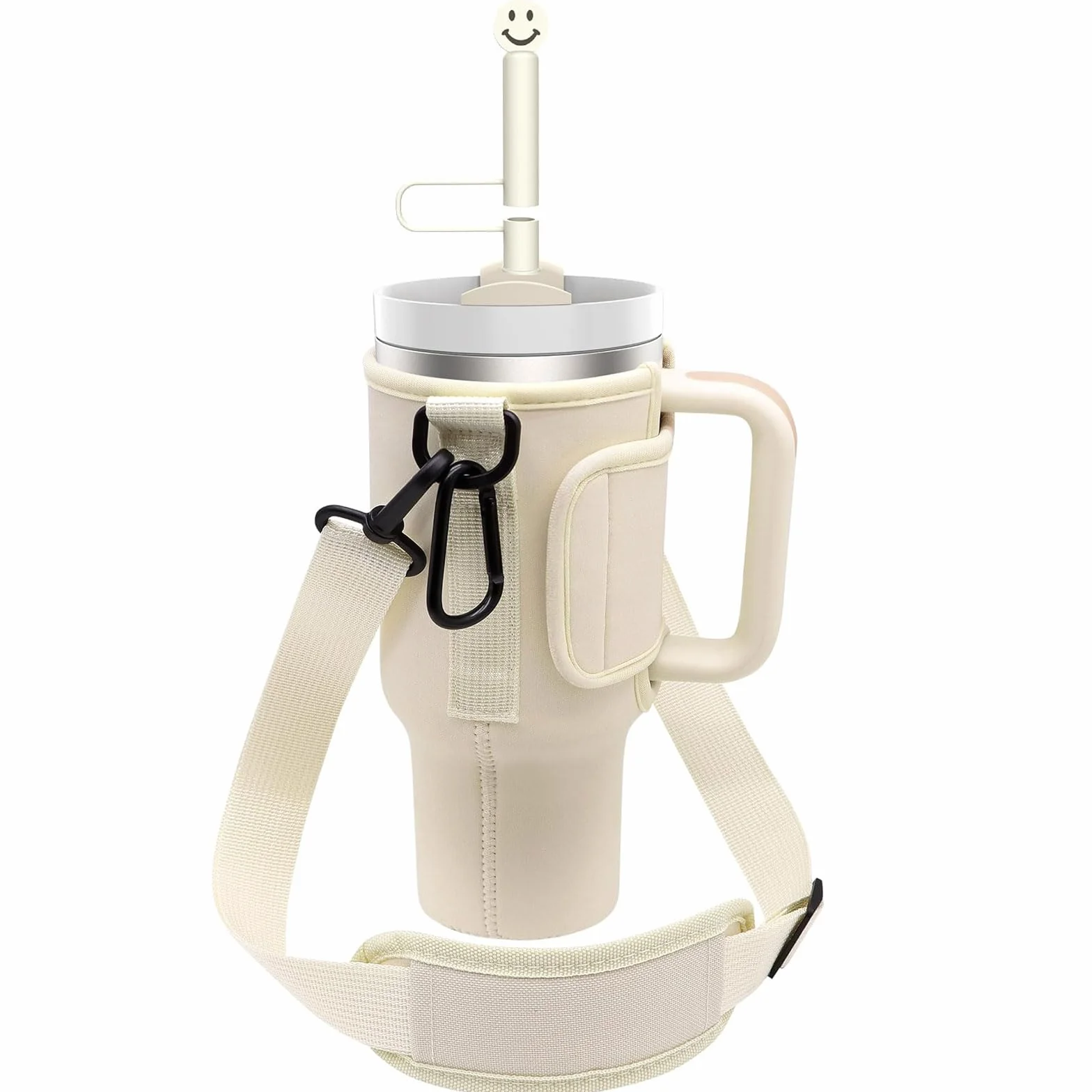 Borsa Trasporto Bottiglia Acqua per Bicchiere Stanley 40 Oz, Portaborraccia con Tracolla Regolabile, Moschettone e Coperchio Cannuccia, per Passeggiate Escursionismo Campeggio Viaggi Alpinismo
