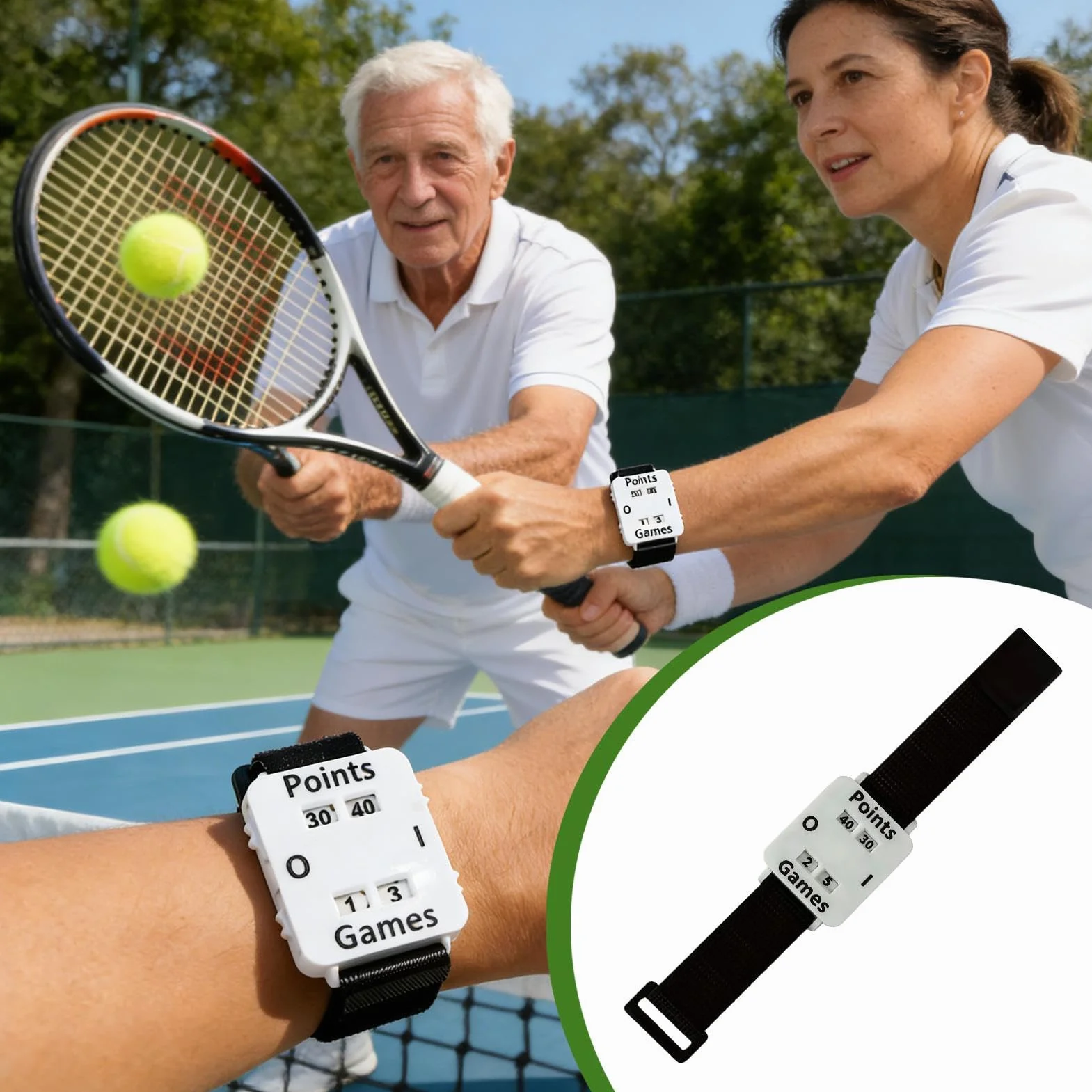 Generico Braccialetto Segnapunti Regolabile per Tennis Uomo Donna Sport