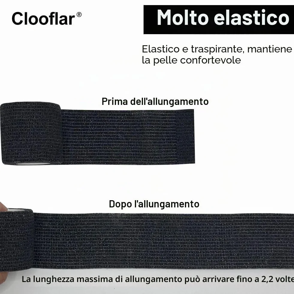 Benda Elastica Autoadesiva Coesiva 16 Rotoli 5cm x4.5m Nero
