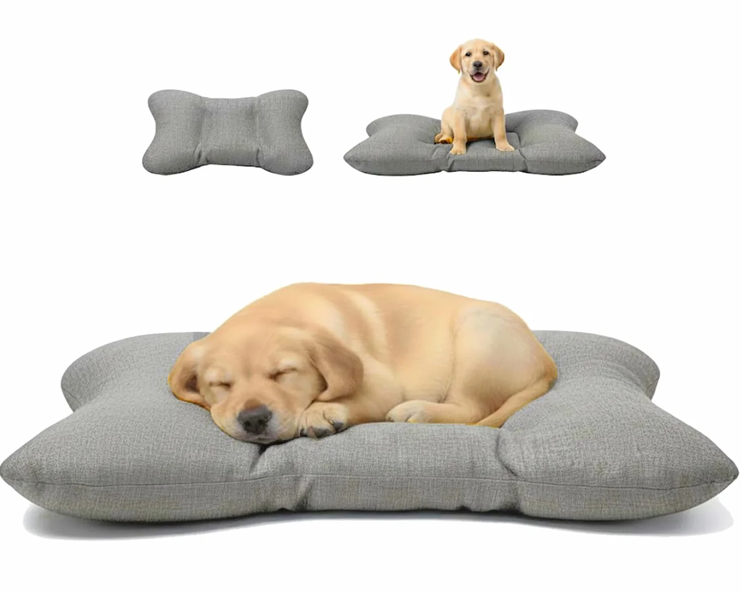 HAND Cuscino per Cane e Gatto a Forma di Osso 62x47 cm – Letto Morbido in Cotone, Lavabile e Imbottito, Spessore 10 cm – Cuccia per Cani Piccoli, Medi – Made in Italy