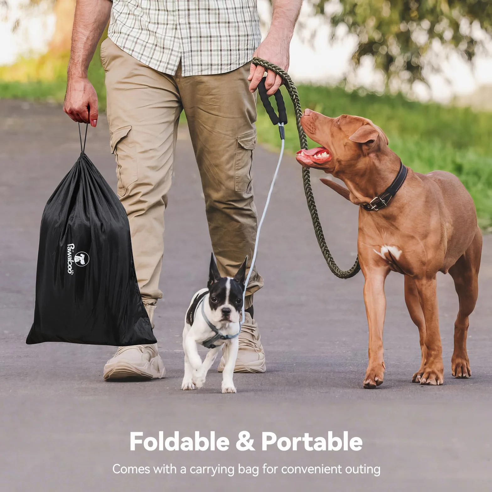 Pawabo Recinto per Cani con Copertura e Cancello, L, Nero & Grigio