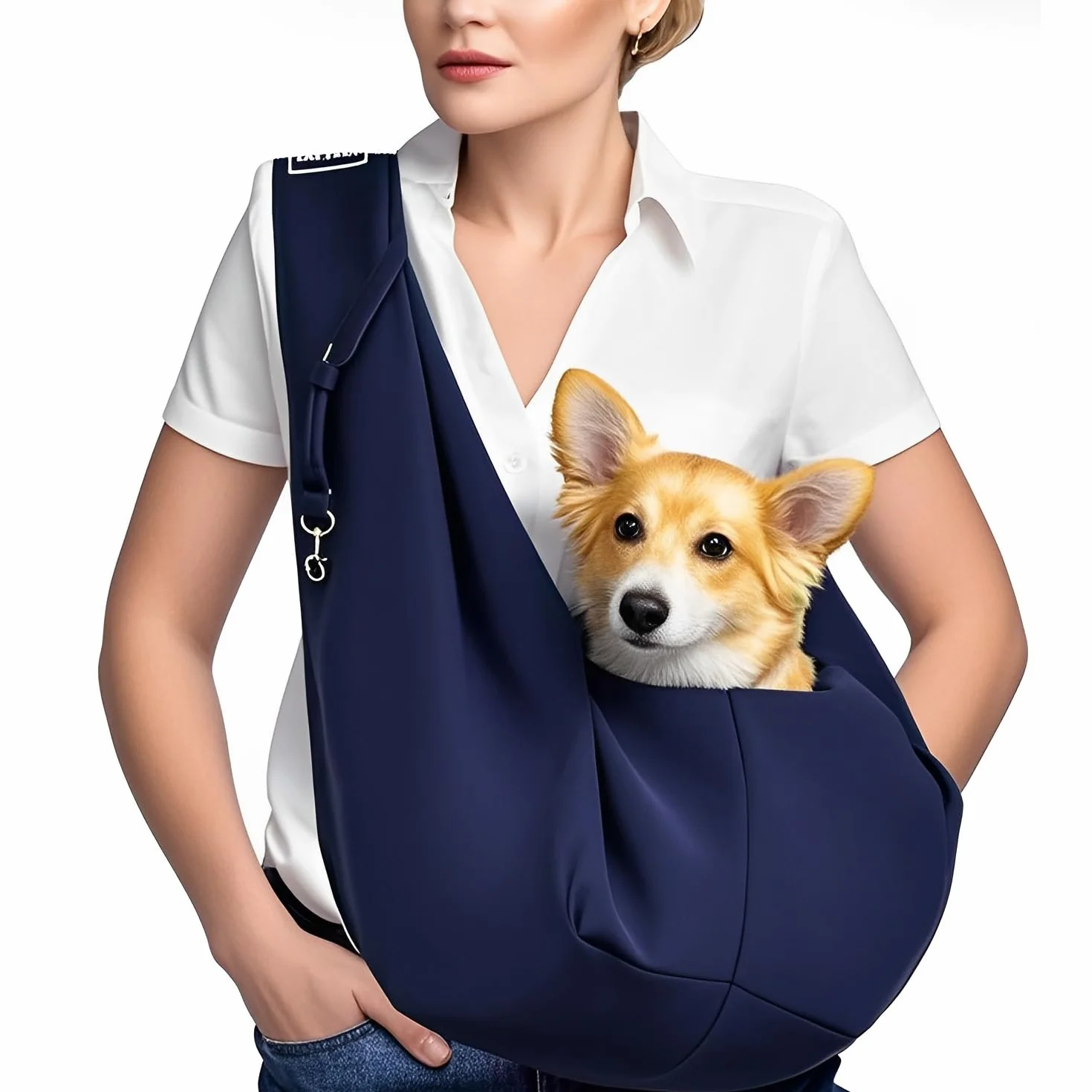 Borsa da Viaggio per Cani, Trasportino da Passeggio, per Passeggiata e all'Aria Aperta, per Cane/Gatto Fino a 7.5 KG,Blu scuro