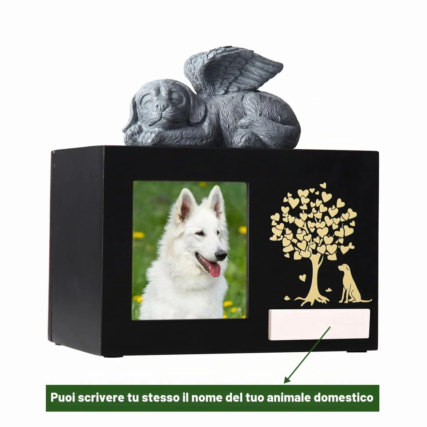 Urne per ceneri per cani in legno grandi con cornice per foto scatola commemorativa