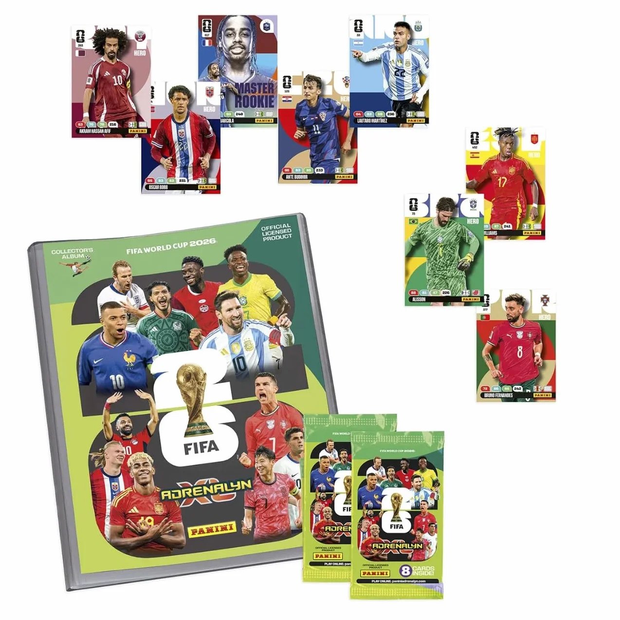 Album Adrenalyn XL World 2026 Megapack Lancio FIFA World Cup 2026 con carte da calcio raccoglitore e buste Panini