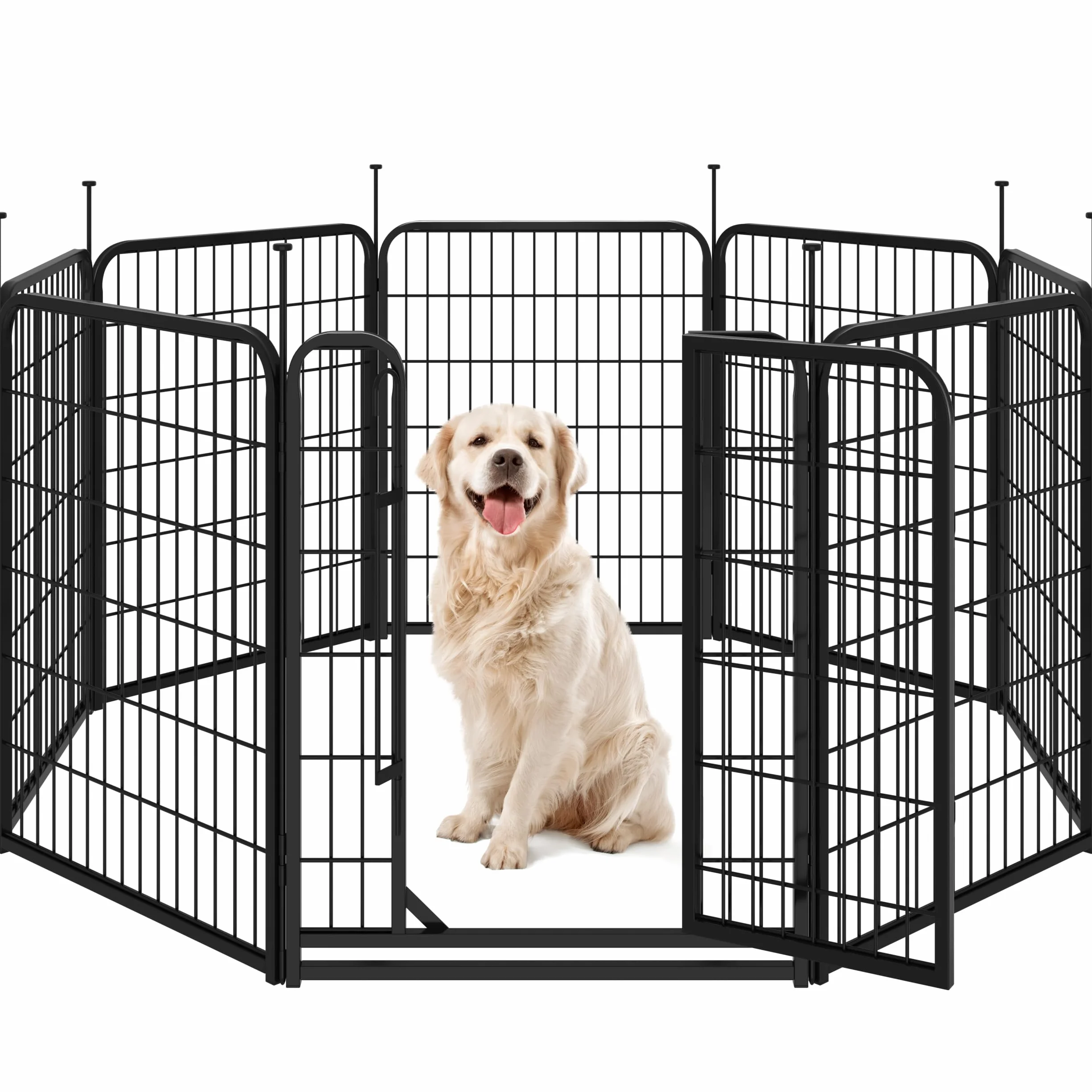 Yaheetech Recinto per Cani Cuccioli Conigli Gatti Animali da Interno e Esterno Giardino Rete Recinzione Ferro 8 pz 65 x 80 cm Pieghevole e Portatile