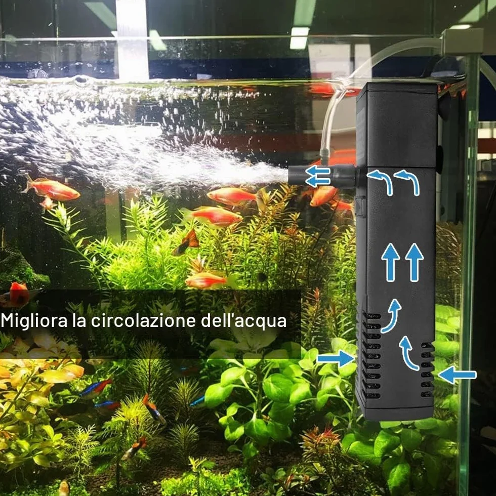 flintronic Filtro per Acquario, 300L/H Filtro Interno per Acquario per 60L Piccoli Acquari, Acquari Freddi o Tropicali, Acquario per Tartarughe