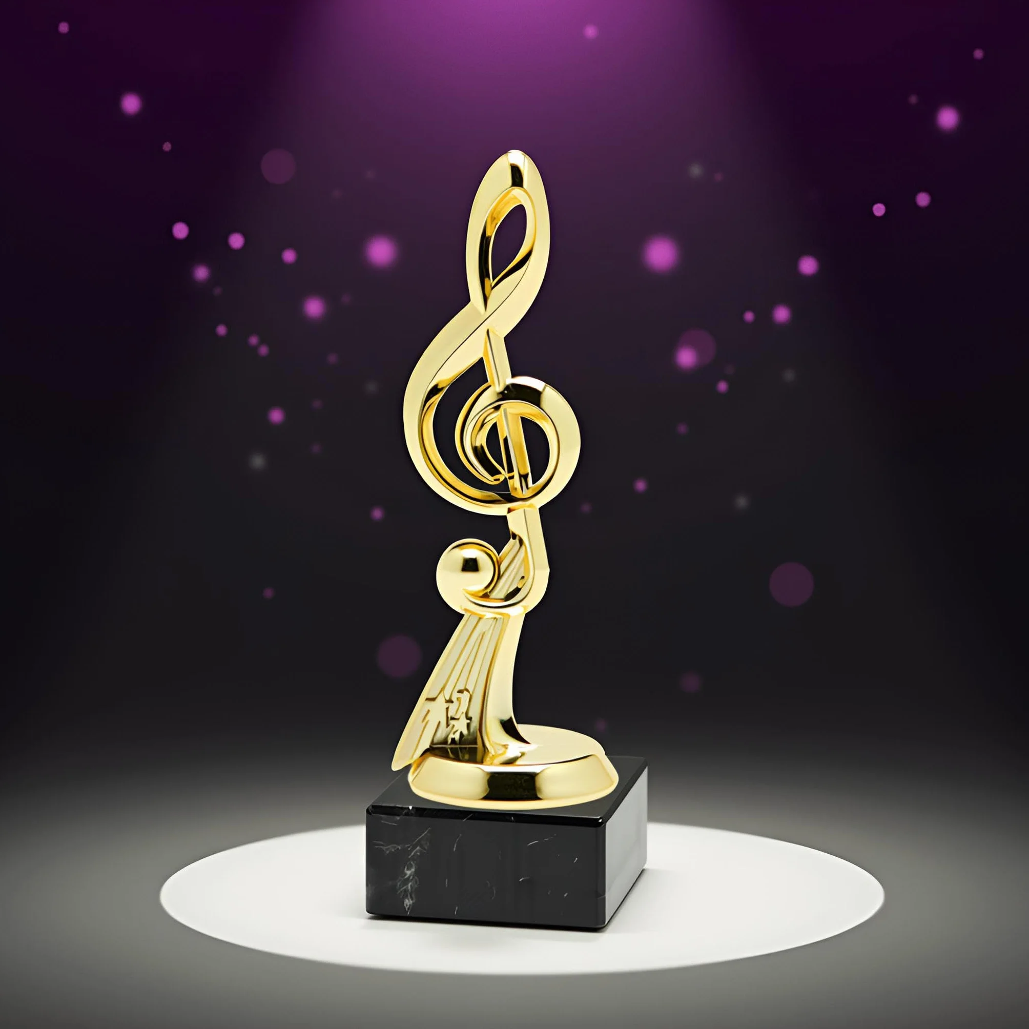 Trofeo Nota Musica in ABS – Premio Musica Elegante per Eventi, Concorsi, Scuole, Bande e Cantanti – Coppa Musicale con Base Personalizzabile – Idea Regalo Musicisti (Altezza 19cm)