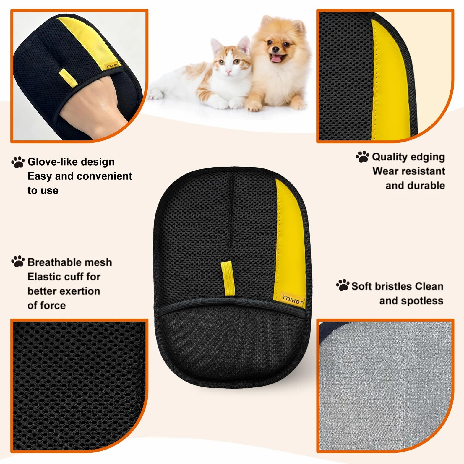 Guanti elettrostatici per la rimozione dei peli di animali domestici: 2 strumenti per la rimozione dei peli di animali domestici aggiornati per cani e gatti, efficienti, riutilizzabili, per