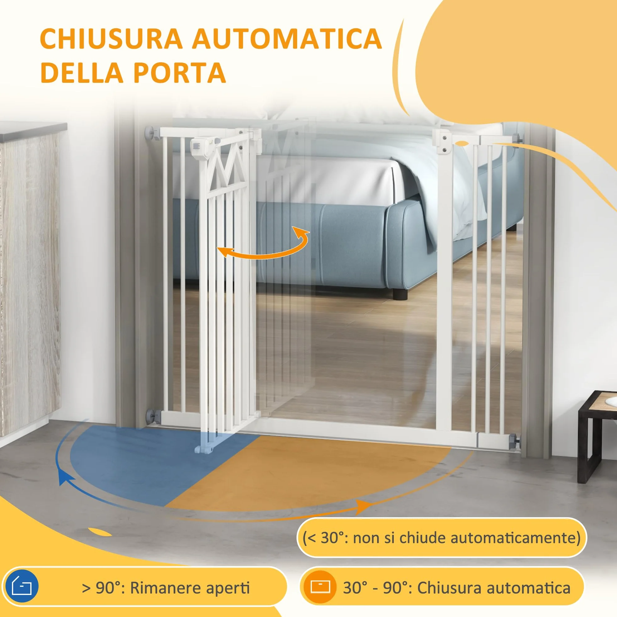 PawHut Cancello per Cani Regolabile 74-100x76cm Metallo Plastica Bianco
