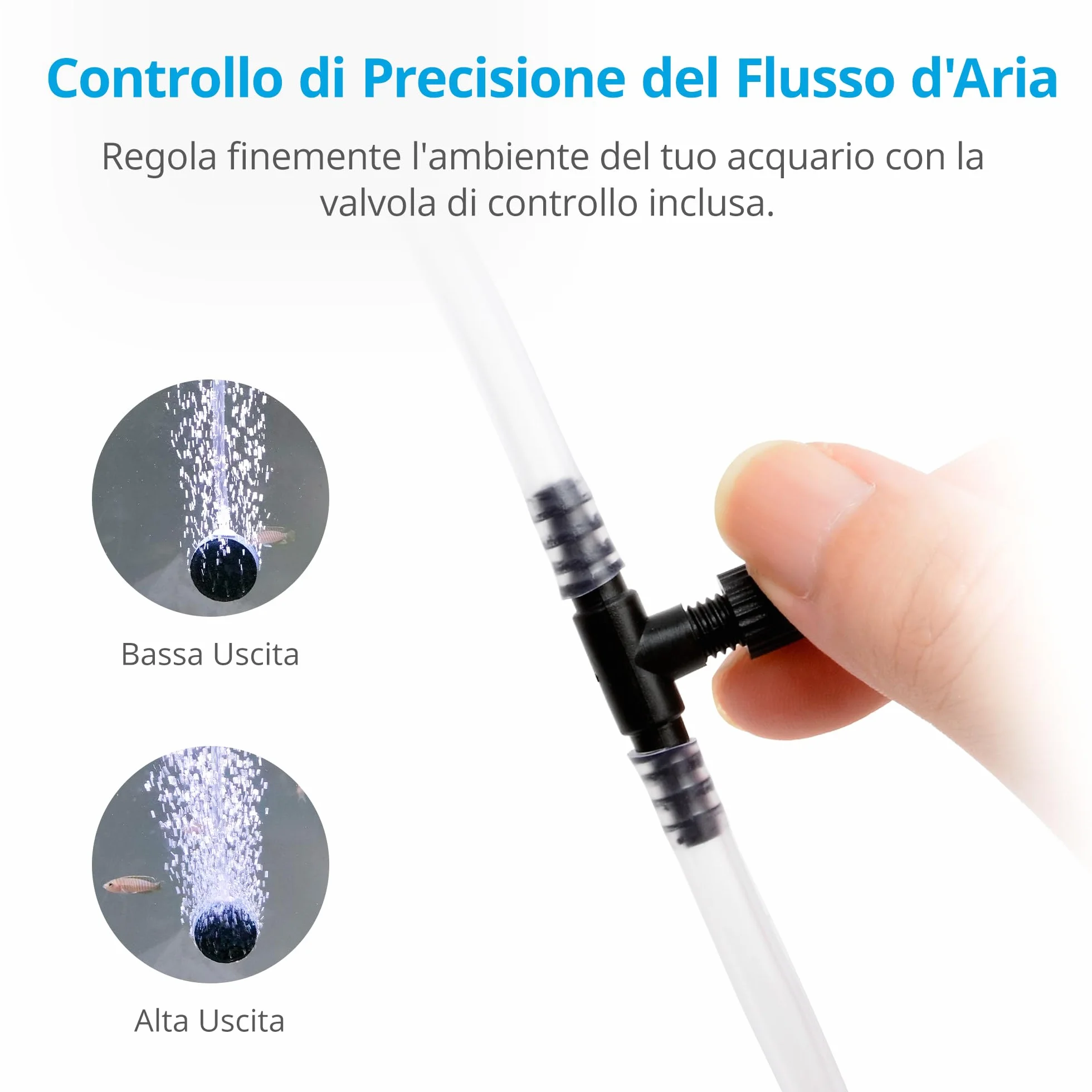 NICREW Pompa d'Aria per Acquario Silenziosa 150 L Flusso Regolabile <35 dB
