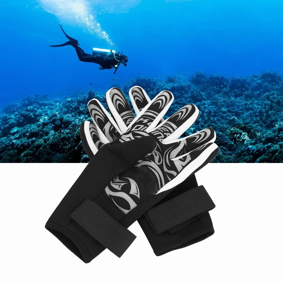 Guanti da Immersione, Keep Diving Guanti in Neoprene Caldi da 2 mm Guanti da Nuoto per Immersioni subacquee Guanti protettivi da Immersione per Adulti,(S-Nero)