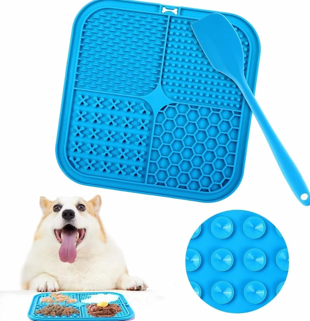 PARENCE.- Tappetino da leccare per cani e gatti - tappetino antistress con ventose, dispenser lento per dolcetti e cibo umido, cibo in silicone - colore casuale