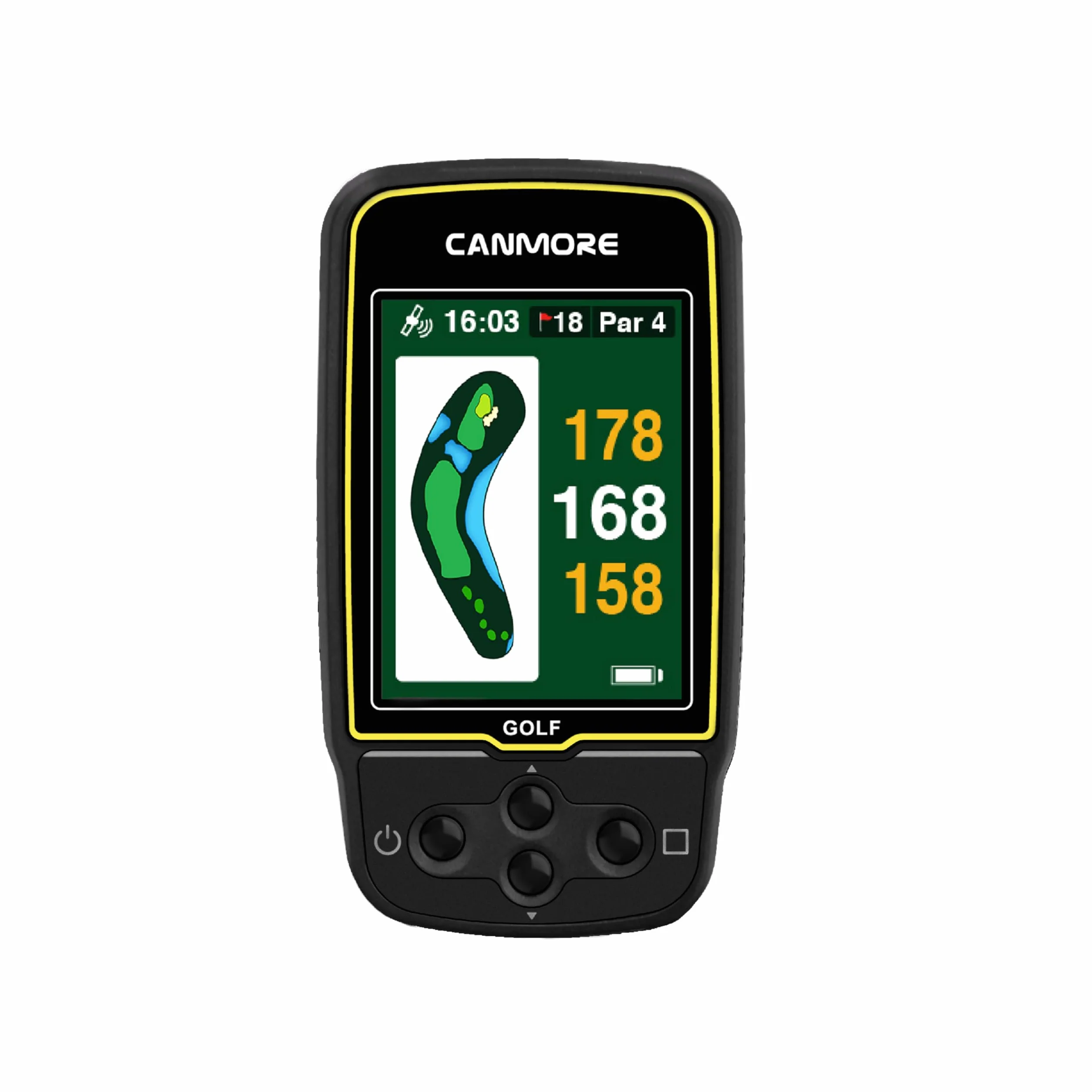 CANMORE HG500 Golf GPS - Display a colori extra large di facile lettura, precaricato 41.000 mappe del percorso in tutto il mondo Forma del verde e del fairway (nero)