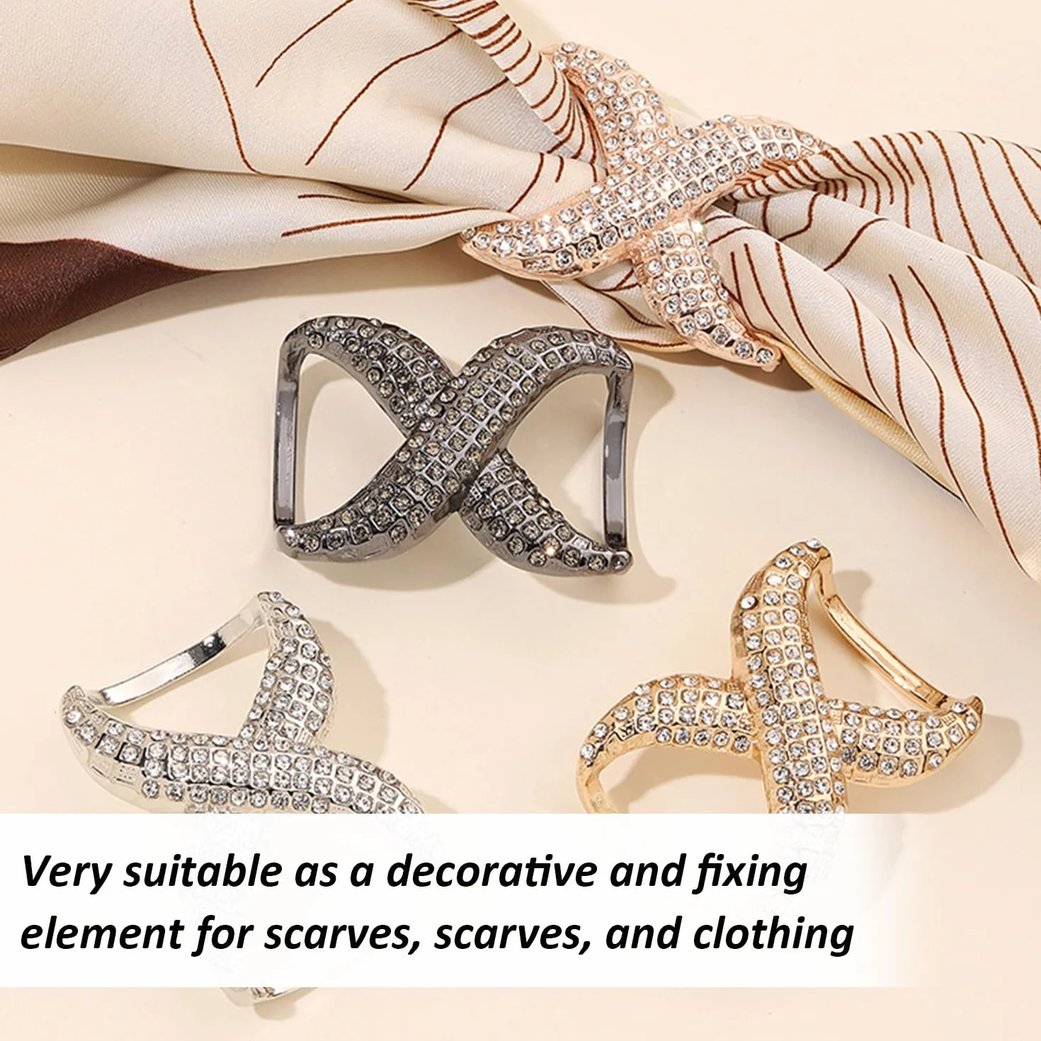 Fibbia per Sciarpa in Metallo Silver, 4 Pezzi, Accessori Unisex
