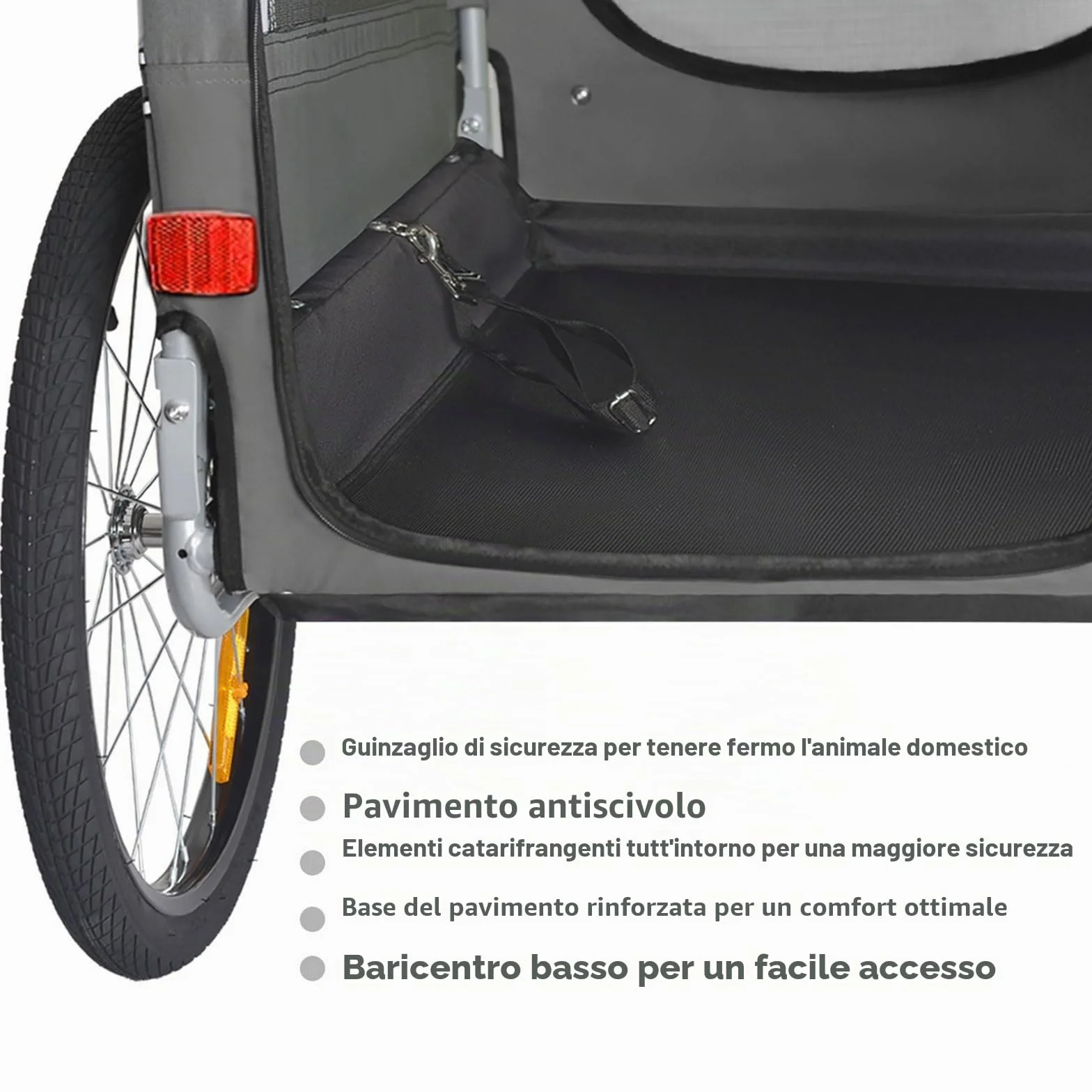 DOGGYHUT® - Rimorchio per bicicletta 2 in 1 per cani e jogging, 23 – 45 kg, per cani, per bicicletta, 80106 (grigio)