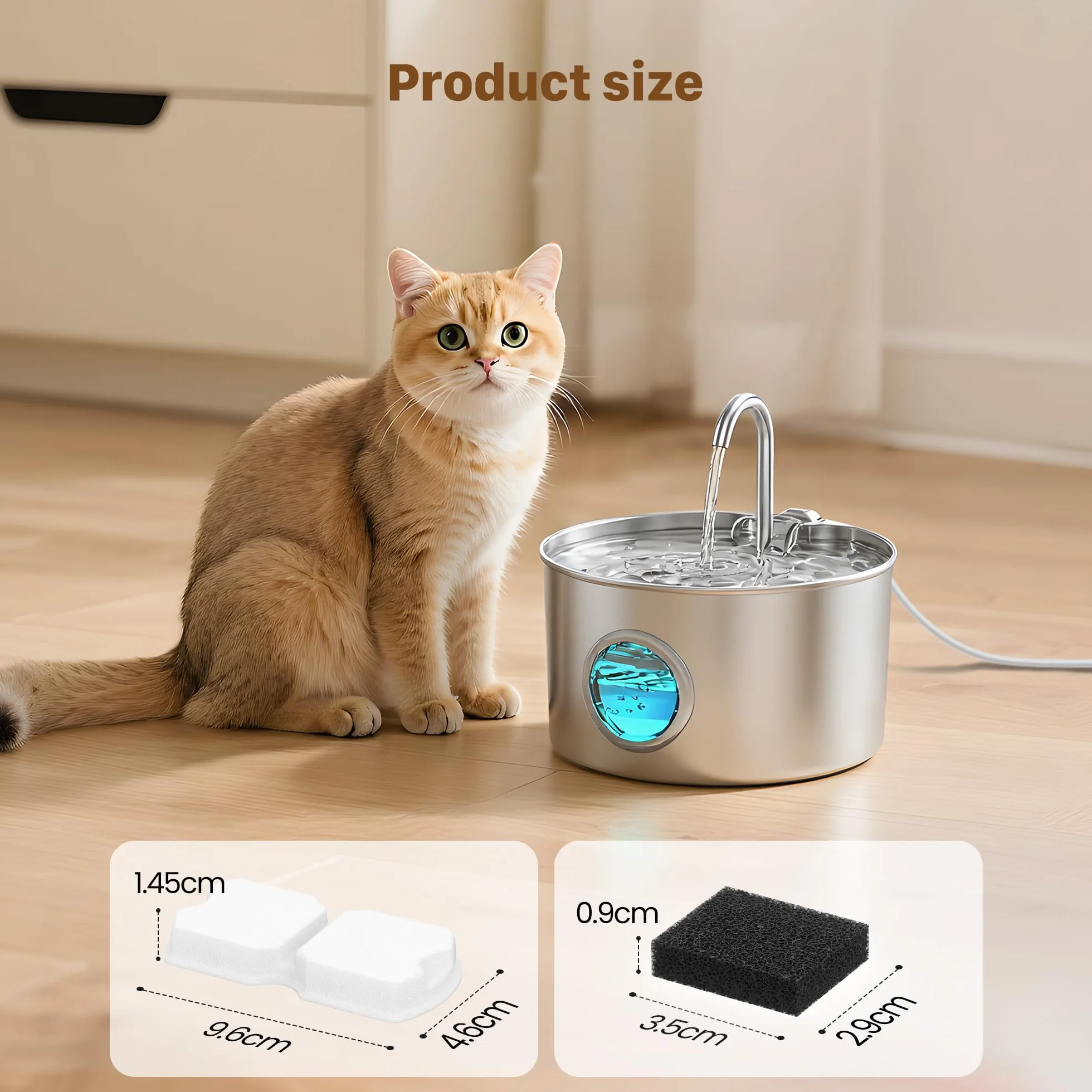 Fontanella per Gatti 12 Filtro: 6 Filtri a Carbone + 6 Filtri in Schiuma - Filtrazione Multipla - Esaltazione del Gusto - Adatto per GIOTOHUN Fontana per Gatti Acciaio Inox