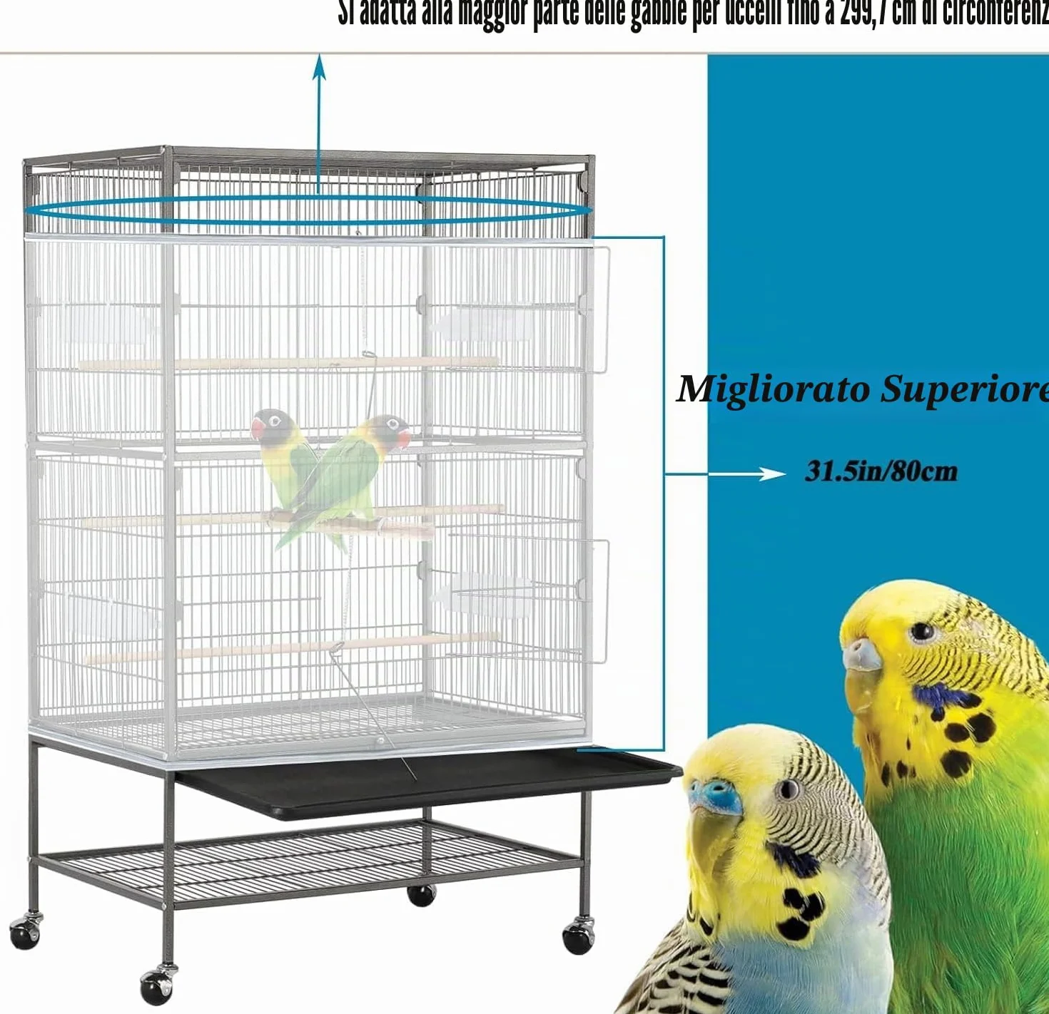 ASOCEA Copertura per Gabbia Uccelli Nylon Universale 118x31.5in 300x80cm Bianco