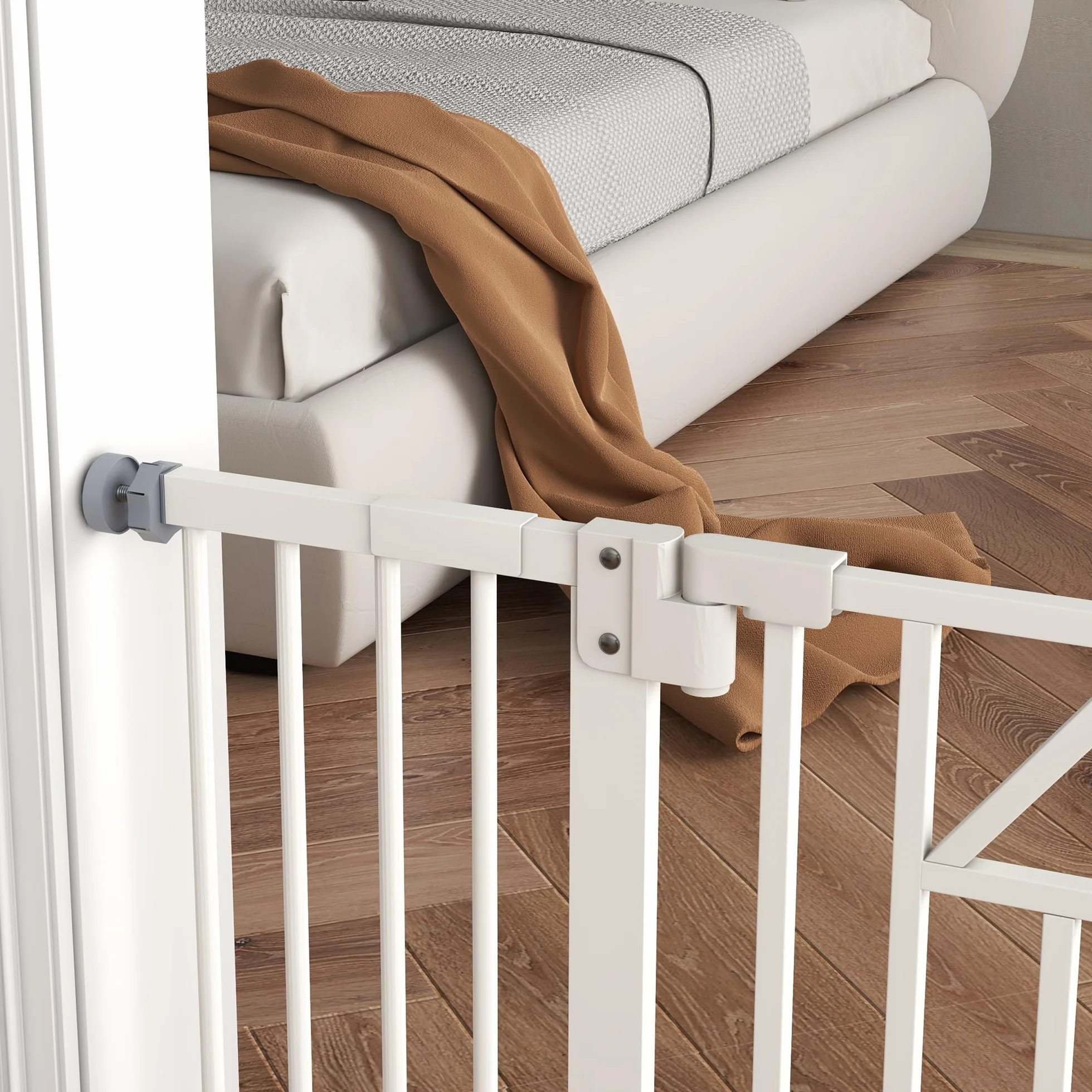 PawHut Cancello per Cani Regolabile 74-100x76cm Metallo Plastica Bianco