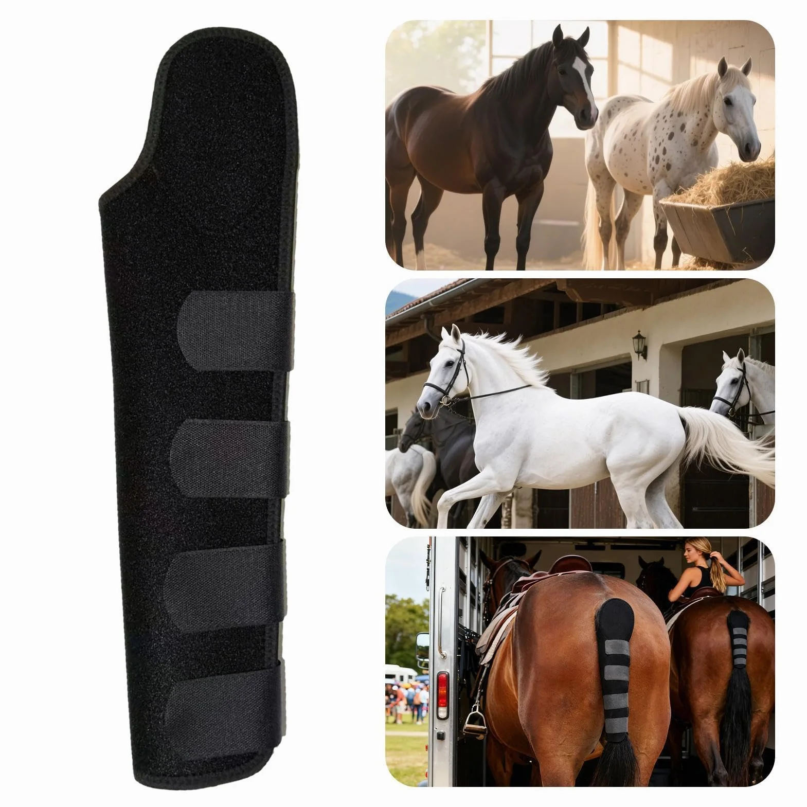 Fascia Per Coda Di Cavallo – Neoprene Poliestere 47,5x26,5cm | Paracoda Equino Di Protezione | Salvacoda Ammortizzante Ideale Per Toelettatura, Trasporto, Cura Della Stalla E Uso Equestre Quotidiano