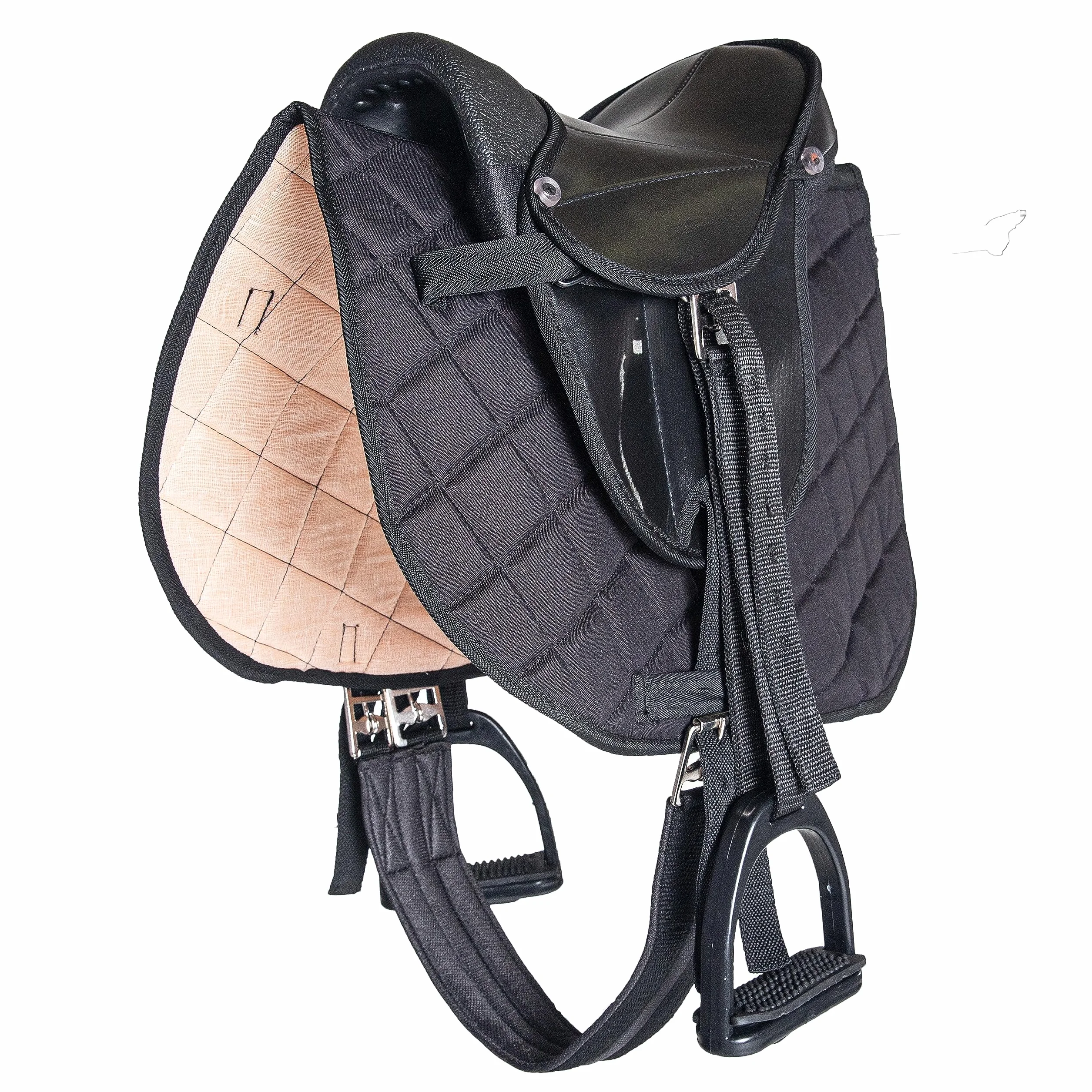 PFIFF 103106 - Set Completo Sella per shettys o Cavalli in Legno, per Bambini, Colore: Nero