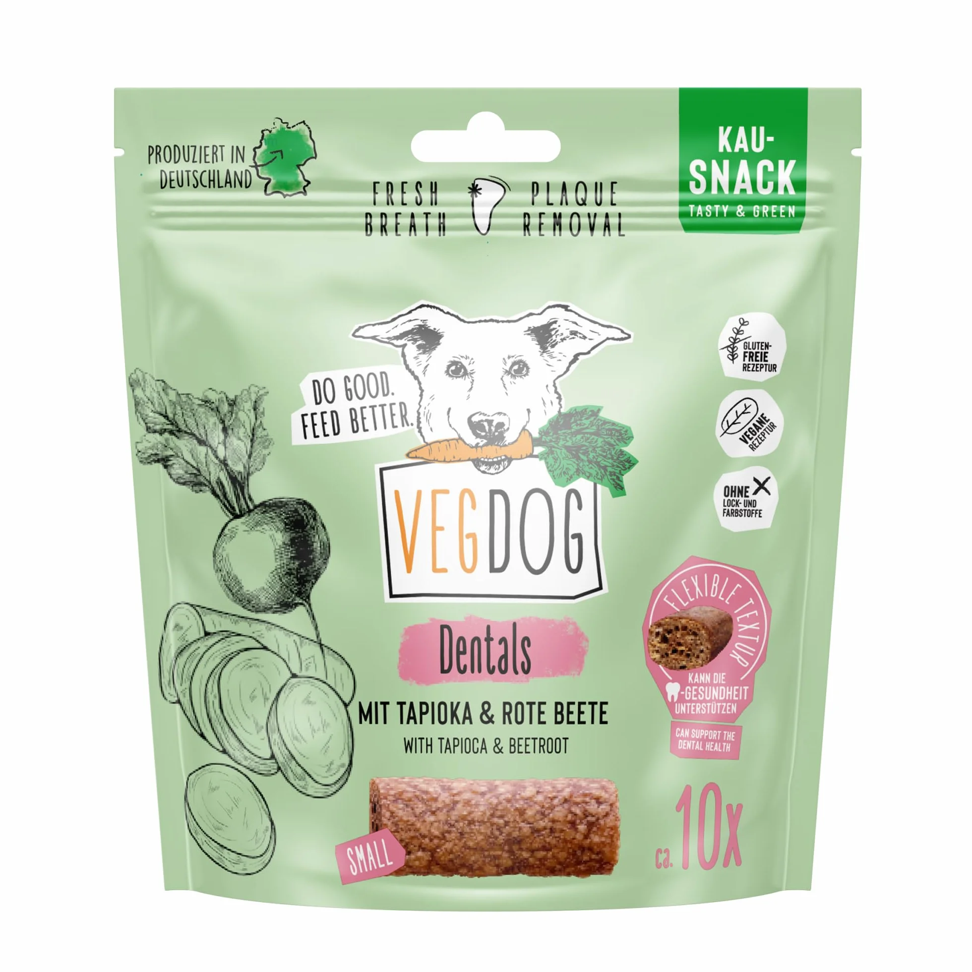 VEGDOG Dentals Bastoncini Masticabili Ipoallergenici per Cani (7 x 120 g) | Snack Povero di Grassi per Denti Sani | Cura Dentale per Allergici con Patate e Tapioca