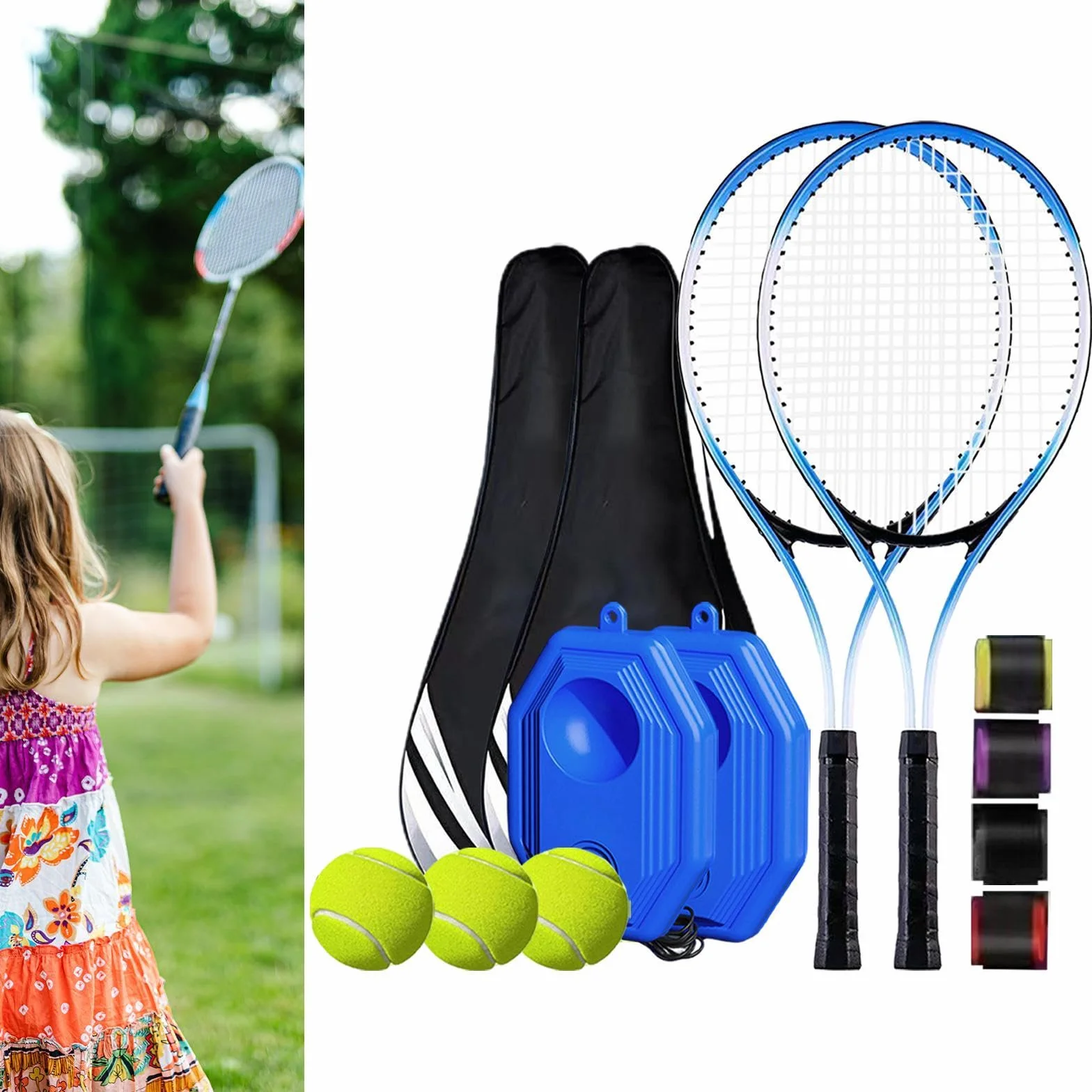 Tennis Training Rebounder Set, Autonomo Allenamento Rimbalzo per Parco Giardino Interno