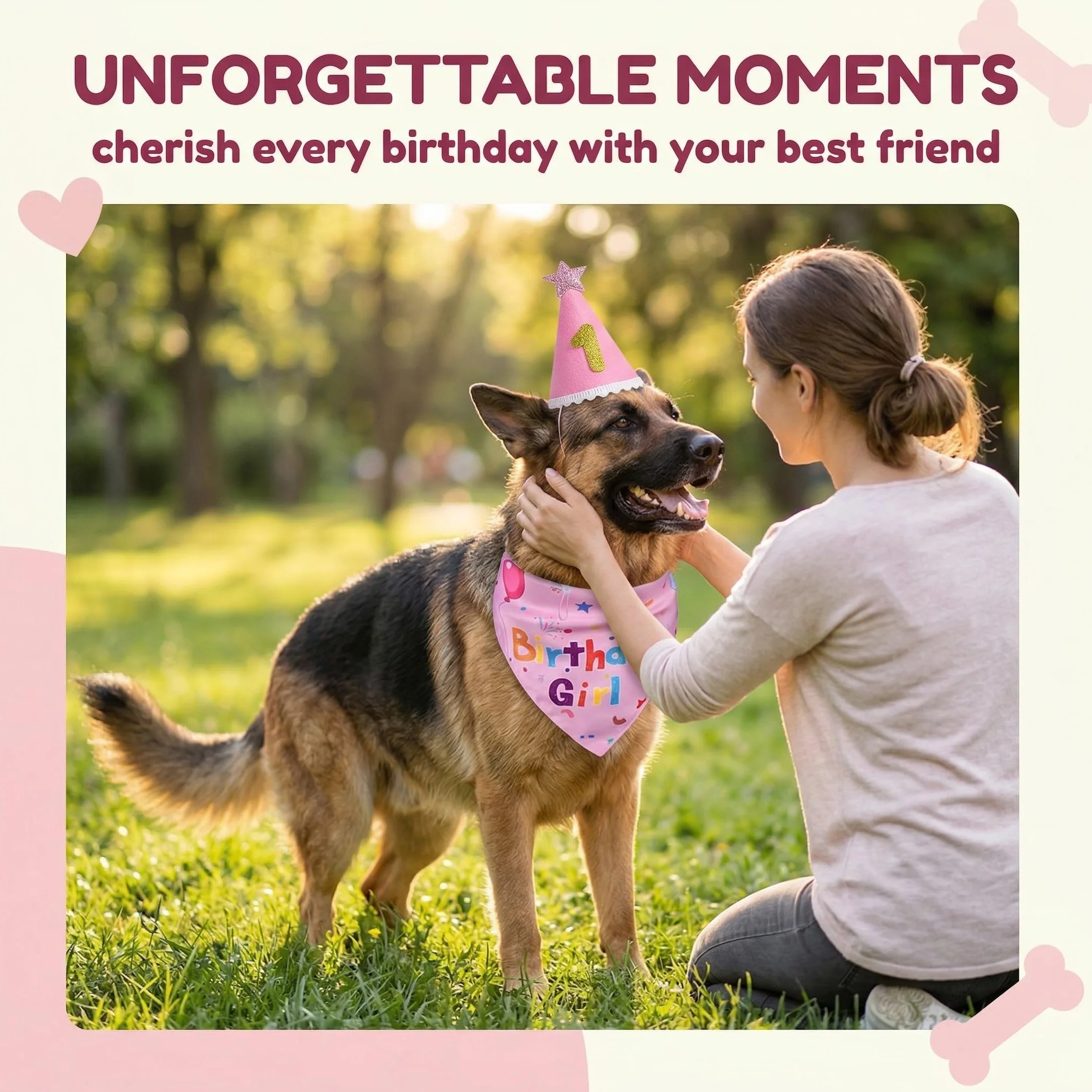 Set Compleanno Cane Rosa Cappello Bandana Riutilizzabili Numeri Abito Accessorio Decorazione Festa Cane Medio Grande