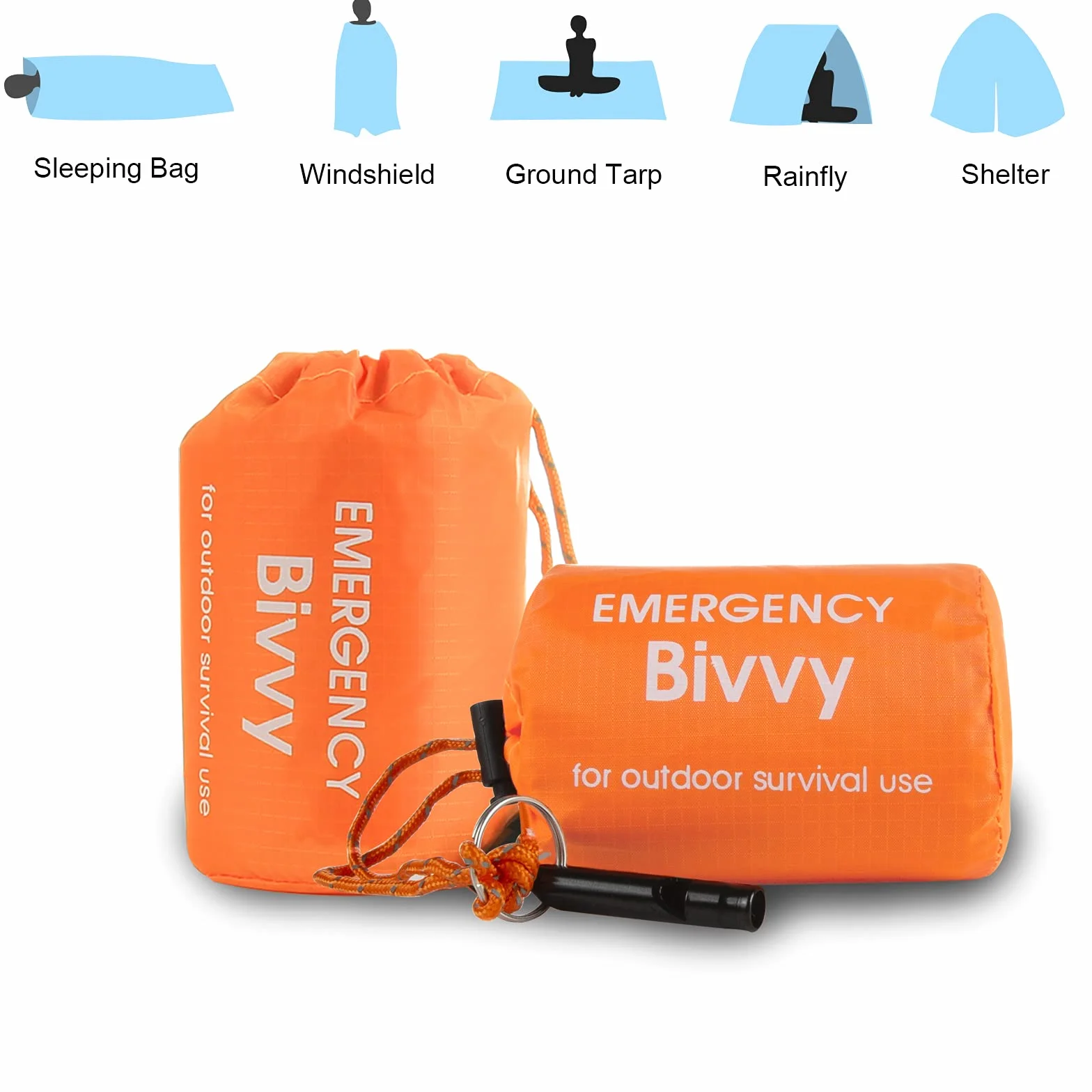 Weinsamkeit Sacco Bivy Impermeabile Leggero per Sopravvivenza Campeggio Escursionismo con 2 Fischietti
