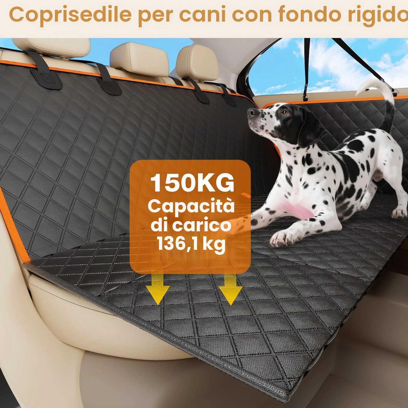 Pecute Coprisedile Auto Cani Posteriore, Estensione del Sedile Posteriore per Cani, Coprisedile per Auto per Cani con Fondo Rigido, Amaca per Cani per Lettino da Viaggio per Auto,per Auto, Camion, SUV