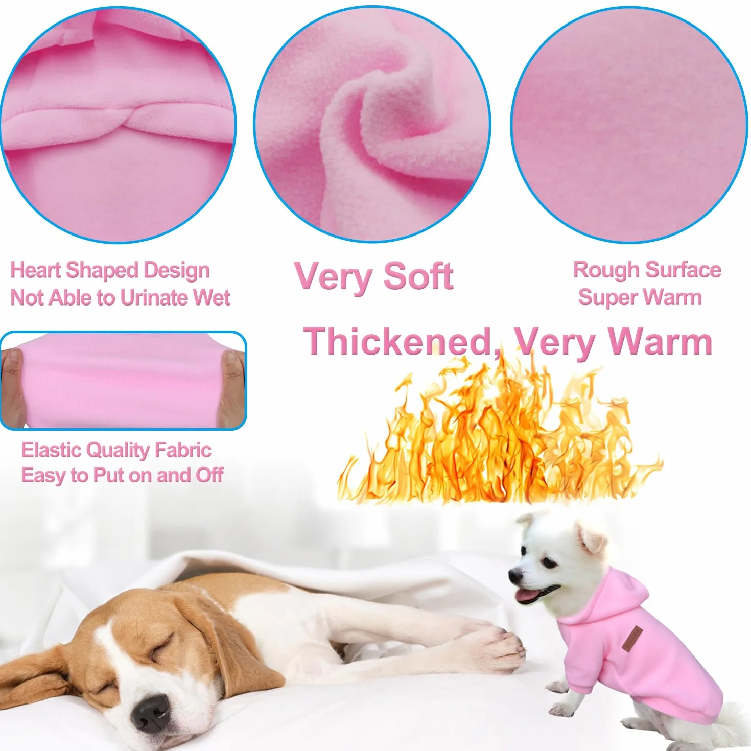 Felpa con Cappuccio per Cani Piccola Taglia Morbida Calda Rosa L