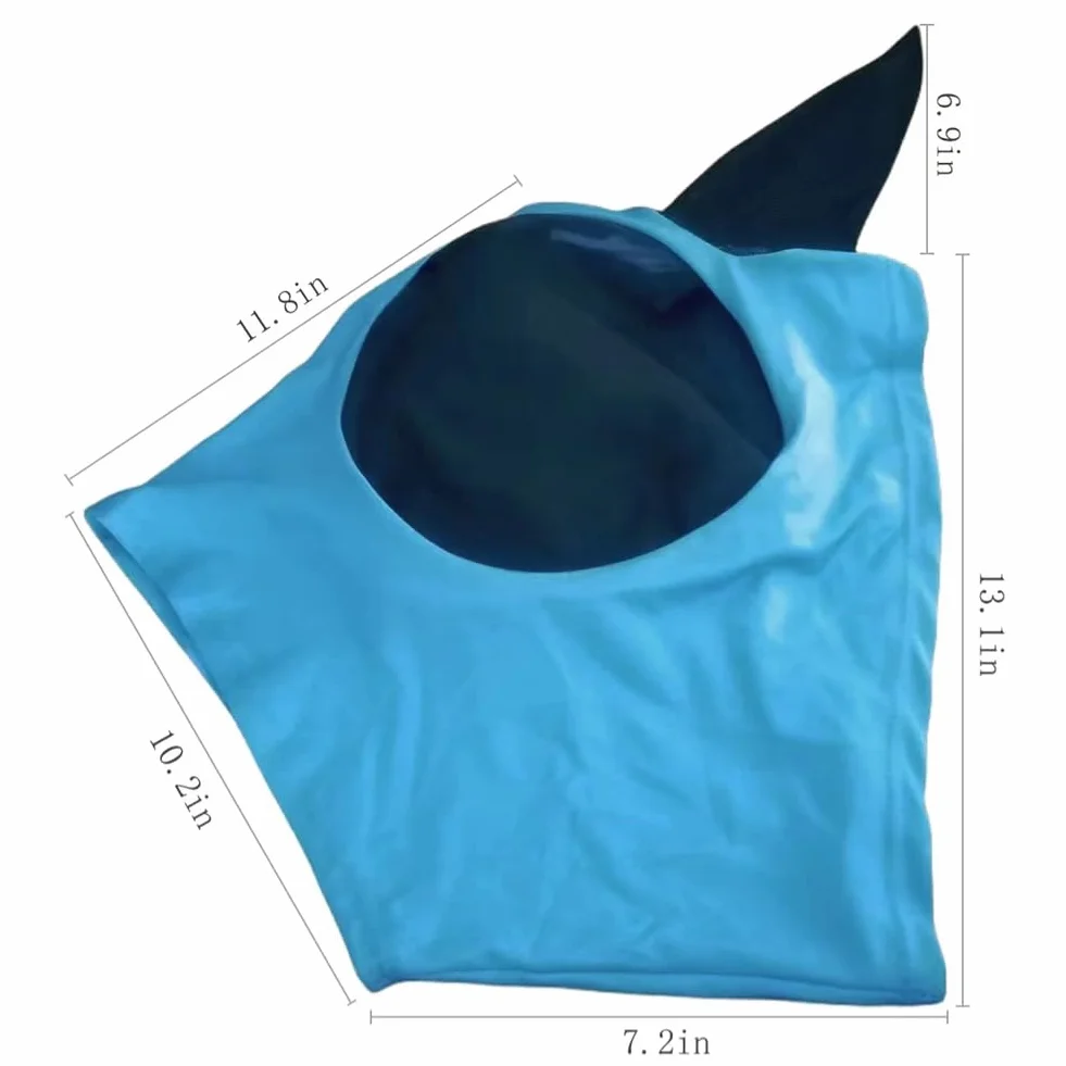 Maschera Anti-Mosche per Cavallo UV Protezione, Maschera Cavallo Antimosche,Maschera per mosche a cavallo,Leggera e Traspirante,con para Orecchie,per la Protezione del Cavallo,Blu