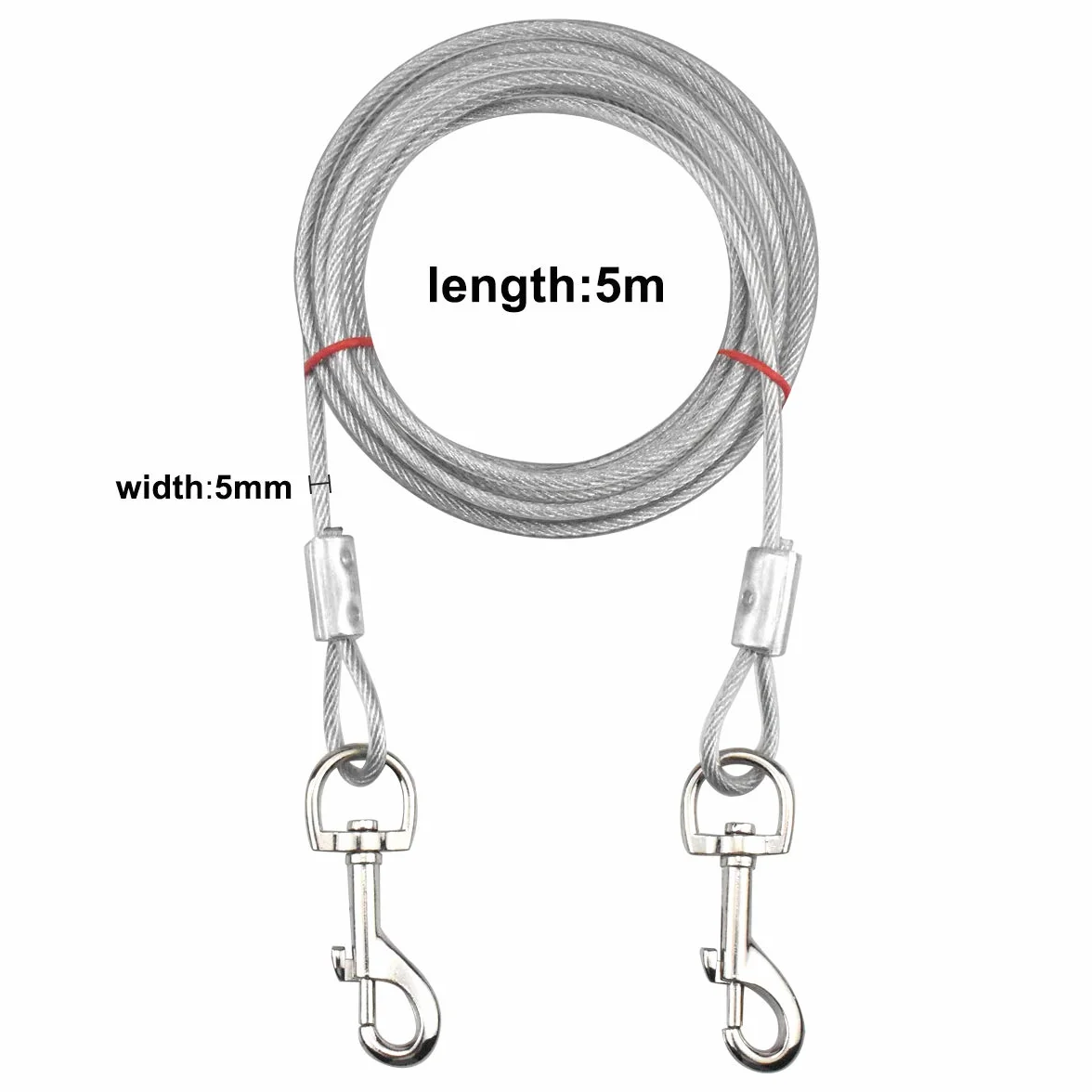 Jinlaili 16.4ft/5M Cavo per Legare Il Cane, Dog Tie out Cable, Guinzaglio da Corridore per Cani Fino a 80 kg, Adatto a Tutte Le Razze (Bianco)