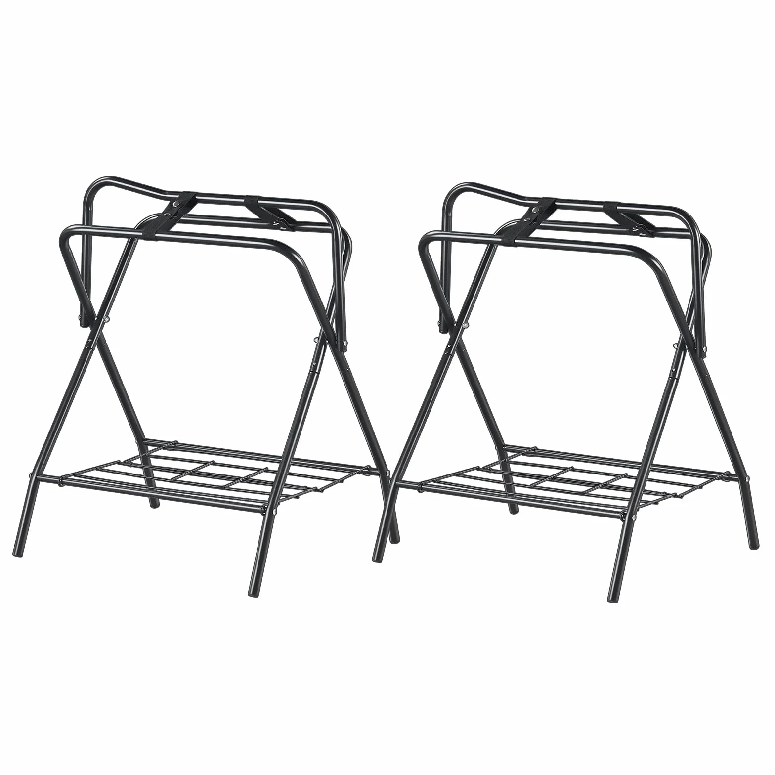 VEVOR Supporto per Sella Pieghevole, Supporto per Sella per Cavallo Indipendente in Acciaio, Supporto per Coperta per Selle Inglesi e Western, Deposito per Finimenti, 2 Pezzi Nero 711 x 482 x 952 mm