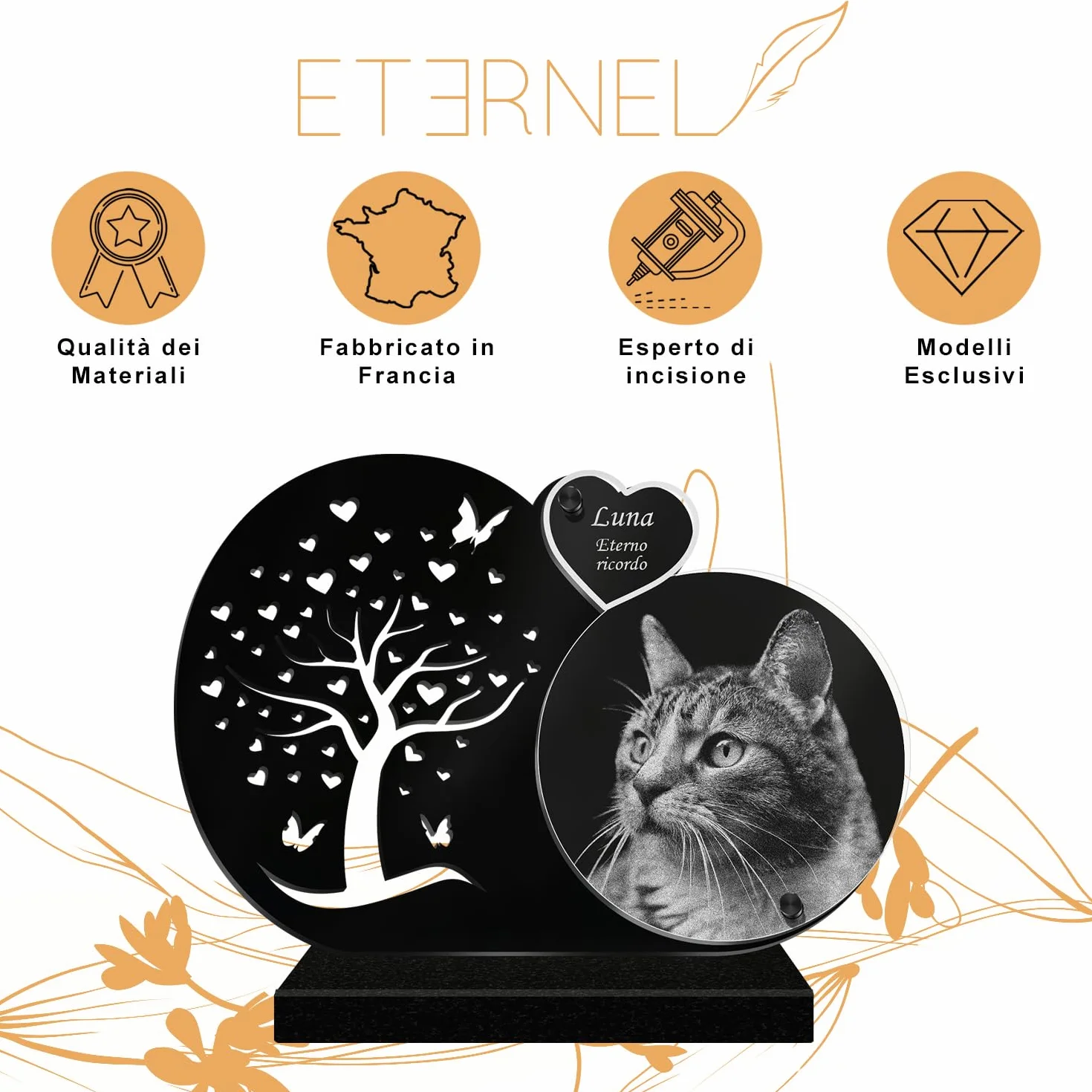 Targa Funeraria Personalizzata Cuore Perpetuo per Animali Cane Gatto Coniglio