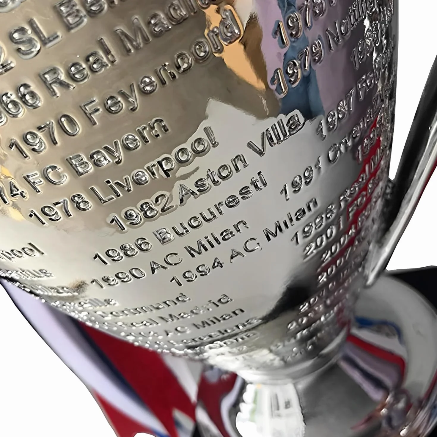 Trofeo Europeo del Campione di Calcio, Replica in Resina della Coppa della Lega San Bernardo, Argento con Nastri Blu per la Squadra della Lega Sportiva (32 cm/13 pollici), LG202407061735