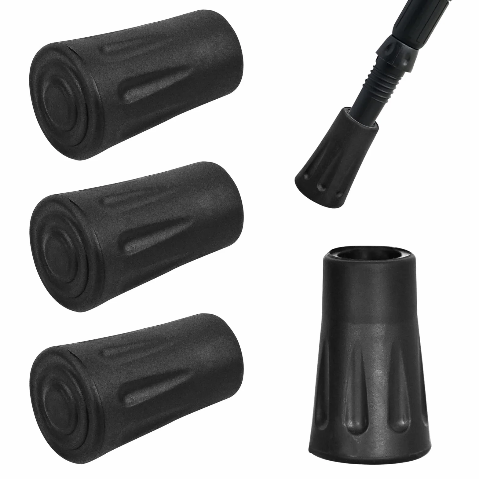 4 Pezzi Tamponi in Gomma per Bastoncini da Trekking, Punte in Gomma per Bastoncini da Trekking, Accessori per il Nordic Walking, Punte in Gomma del Bastone da Passeggio 12mm