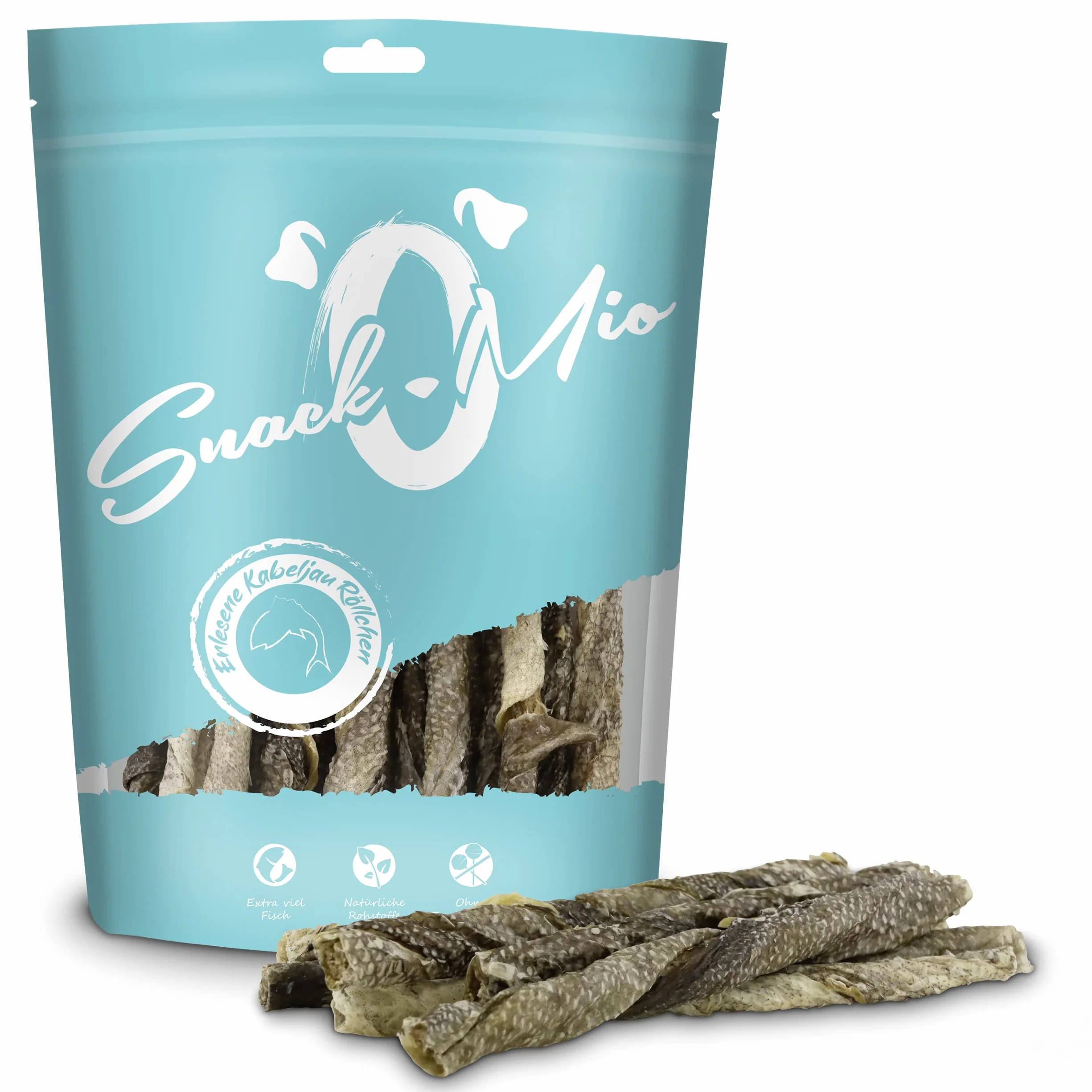 SnackOMio, Snack di qualità superiore per cani, squisiti involtini di merluzzo, senza cereali, 1 confezione da 70 g