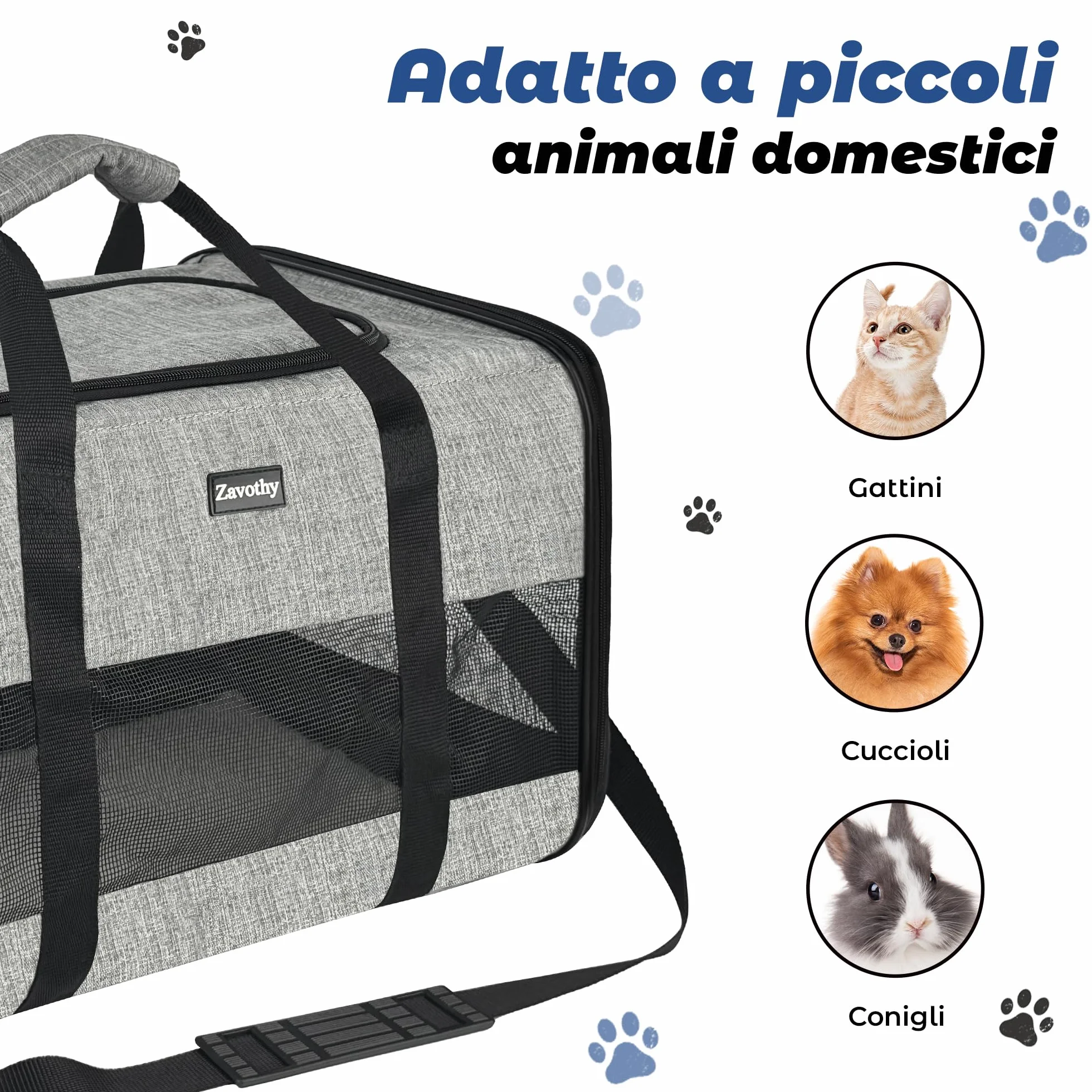 Zavothy Borsa per Trasporto Gatto Cane Traspirante Pieghevole Custodia Tracolla Regolabile Materasso Rimovibile L Beige