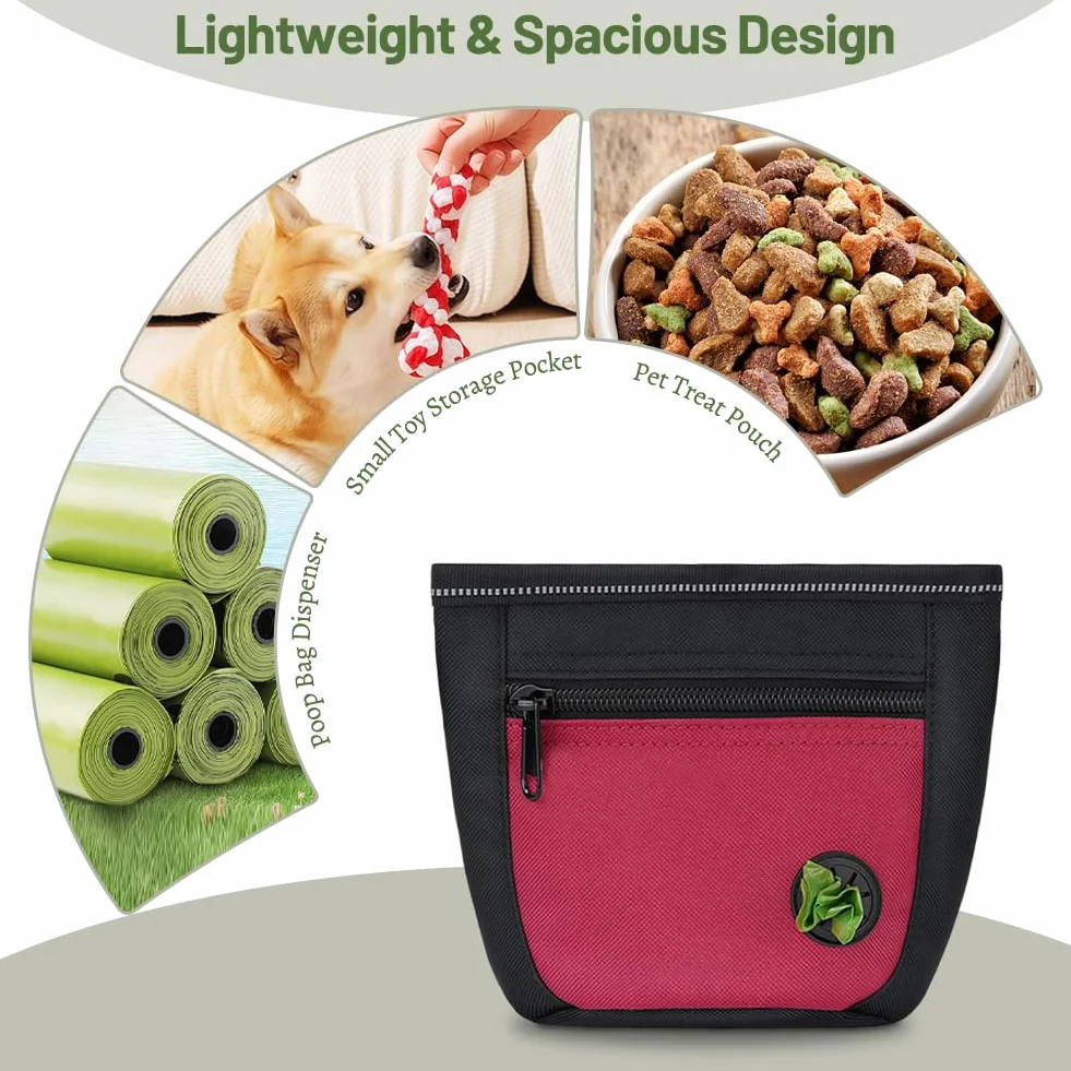 Porta Premietti per Cani, Sacca per Cani, per Addestramento del Cane, Porta Accessori per Animali con Clicker e Dispenser per Sacchetti, con Cintura Regolabile (Rosso)