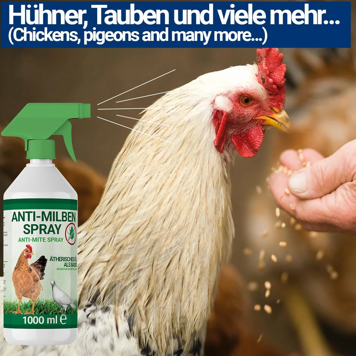 Spray antiacaro 1000 ml per pollame uccelli protezione parassiti uso acuto preventivo