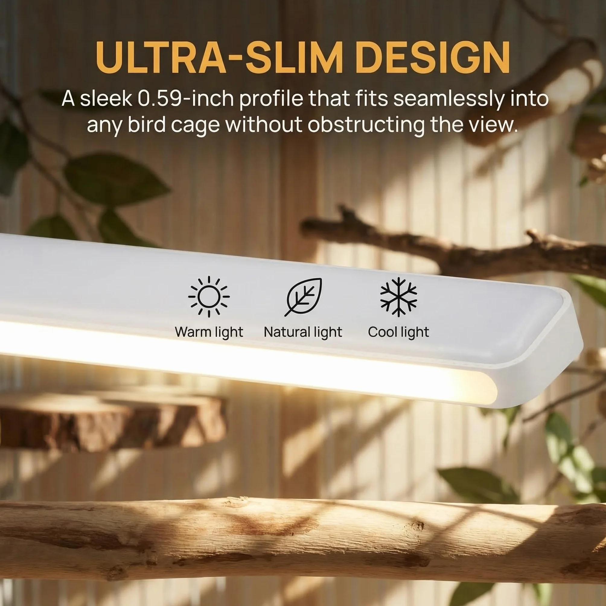 Gabbia per uccelli con luce LED 3 modalità colore, ricaricabile USB, luminosità regolabile